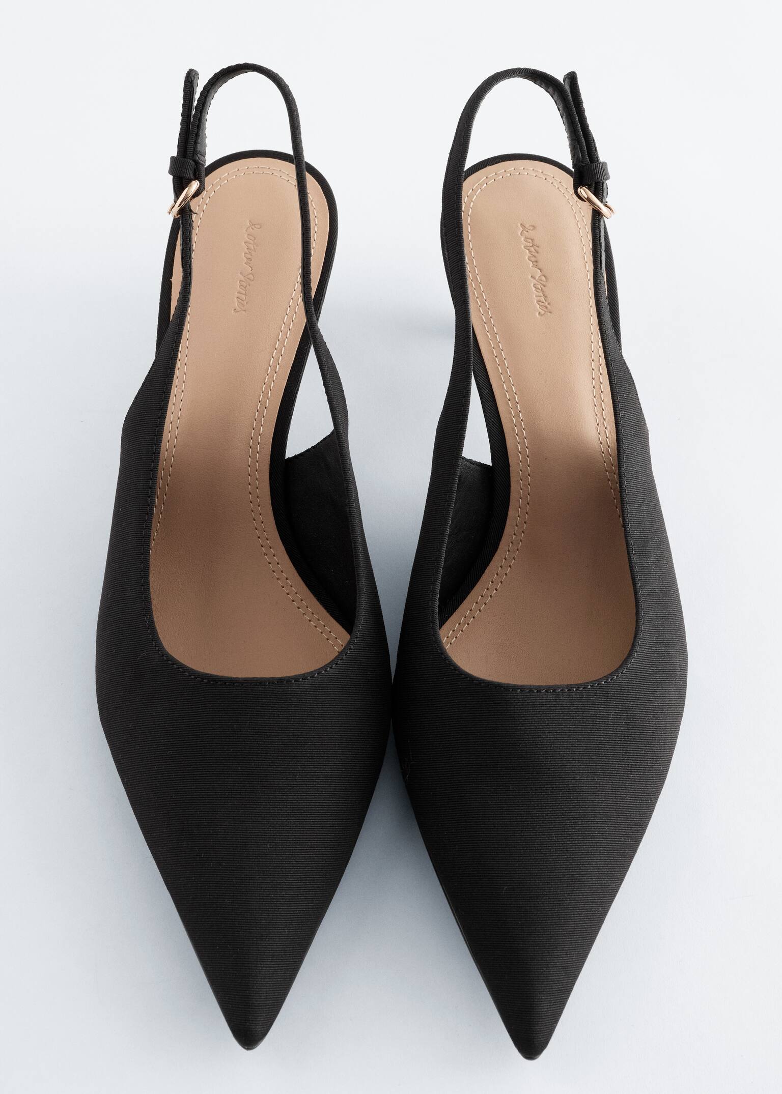 Klasyczne satynowe czółenka - Czarna satyna - 3