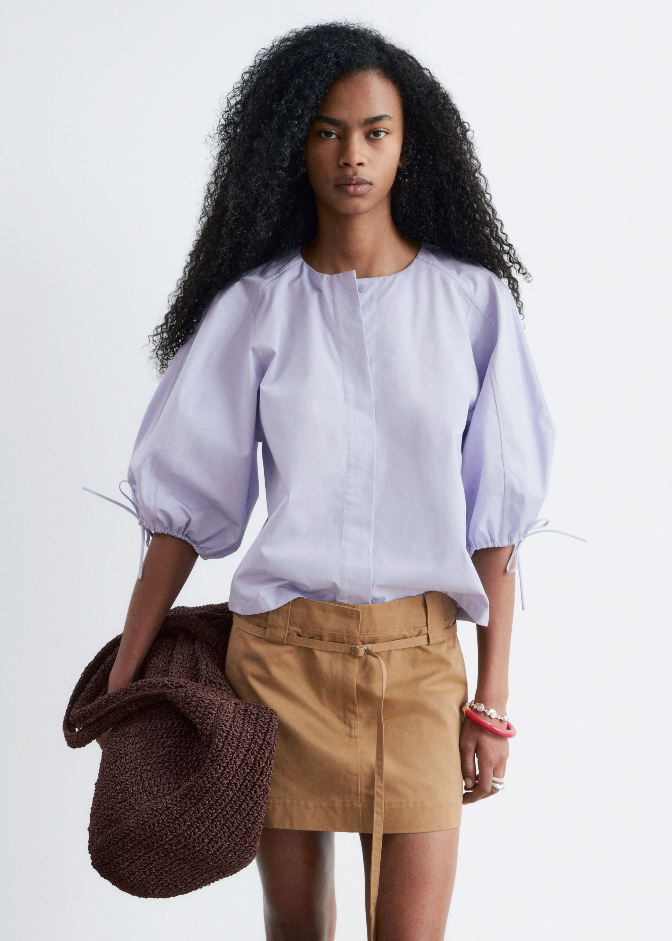 Image of Bluse aus Baumwolle mit voluminösen Ärmeln