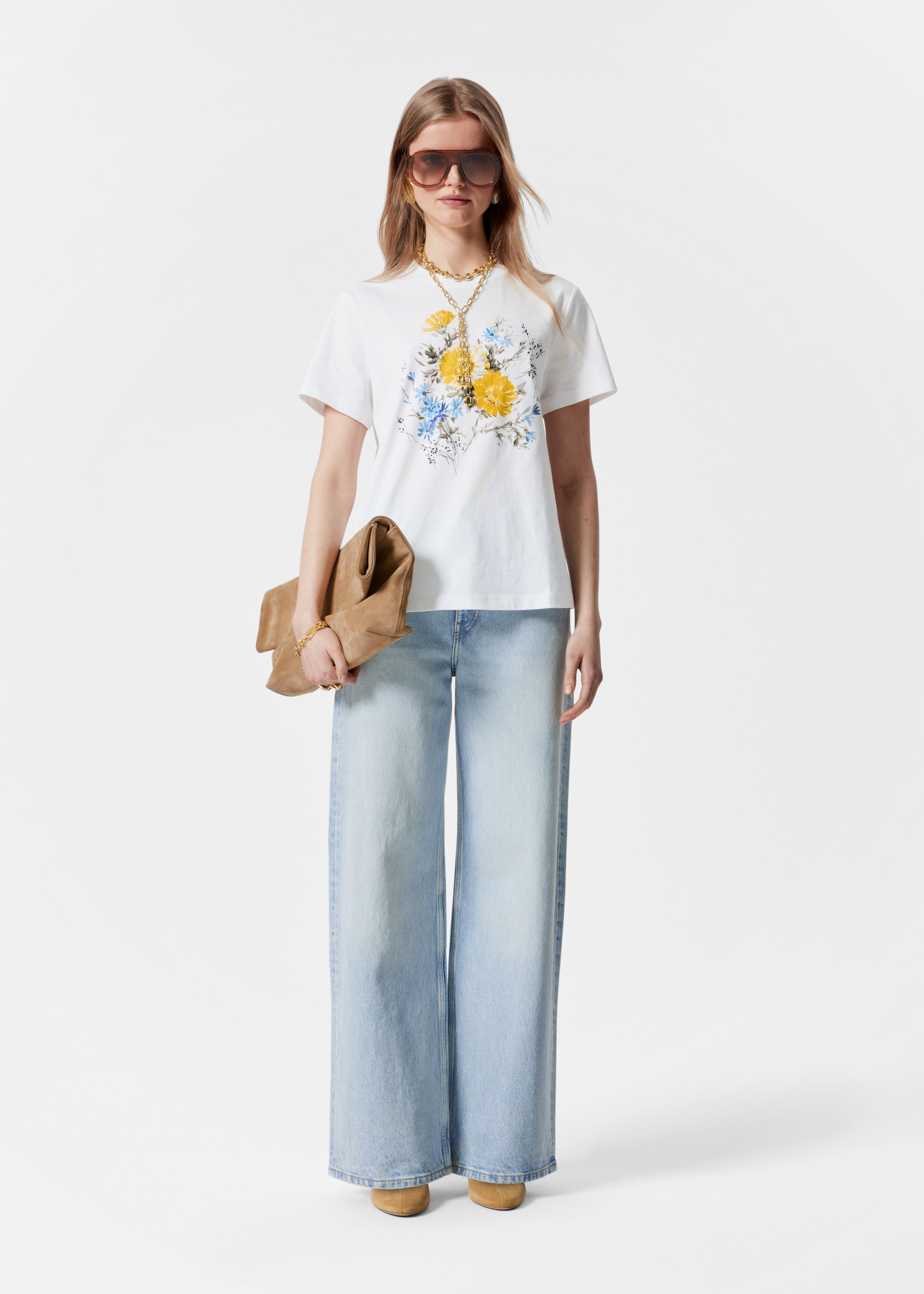 Visa större bild: T-shirt i bomull - Gult blommönster - DAM | H&M SE 3