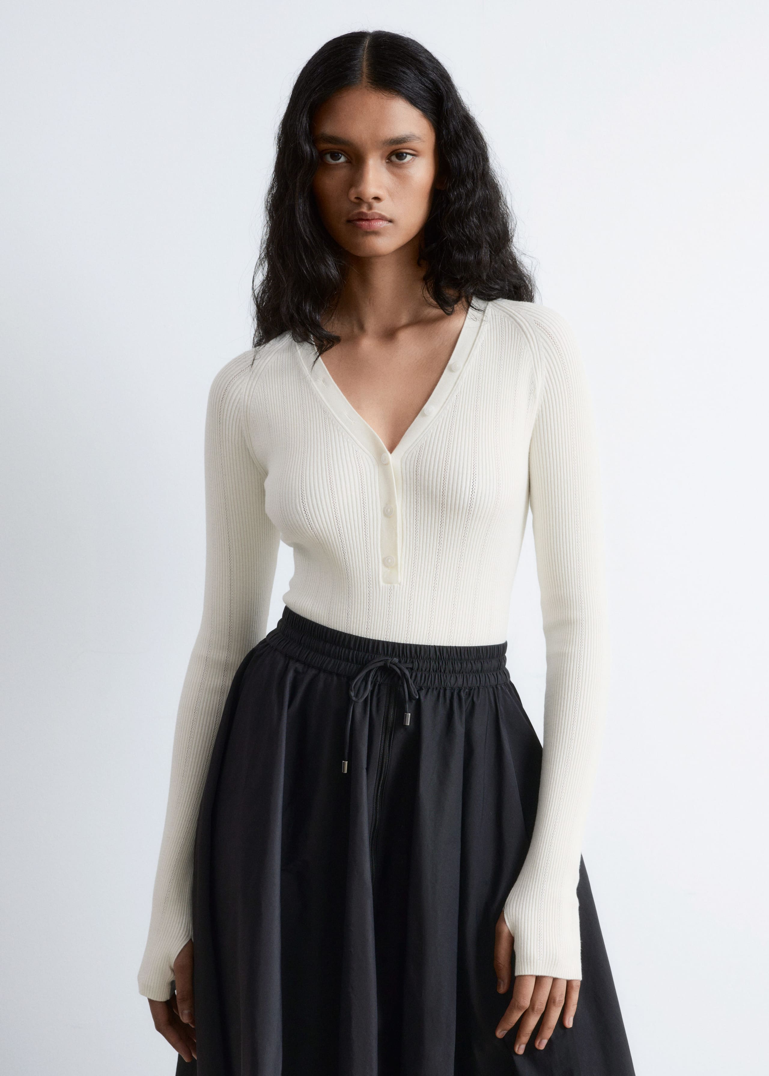 Image of Long-Sleeve Rib-Knit Bodysuit