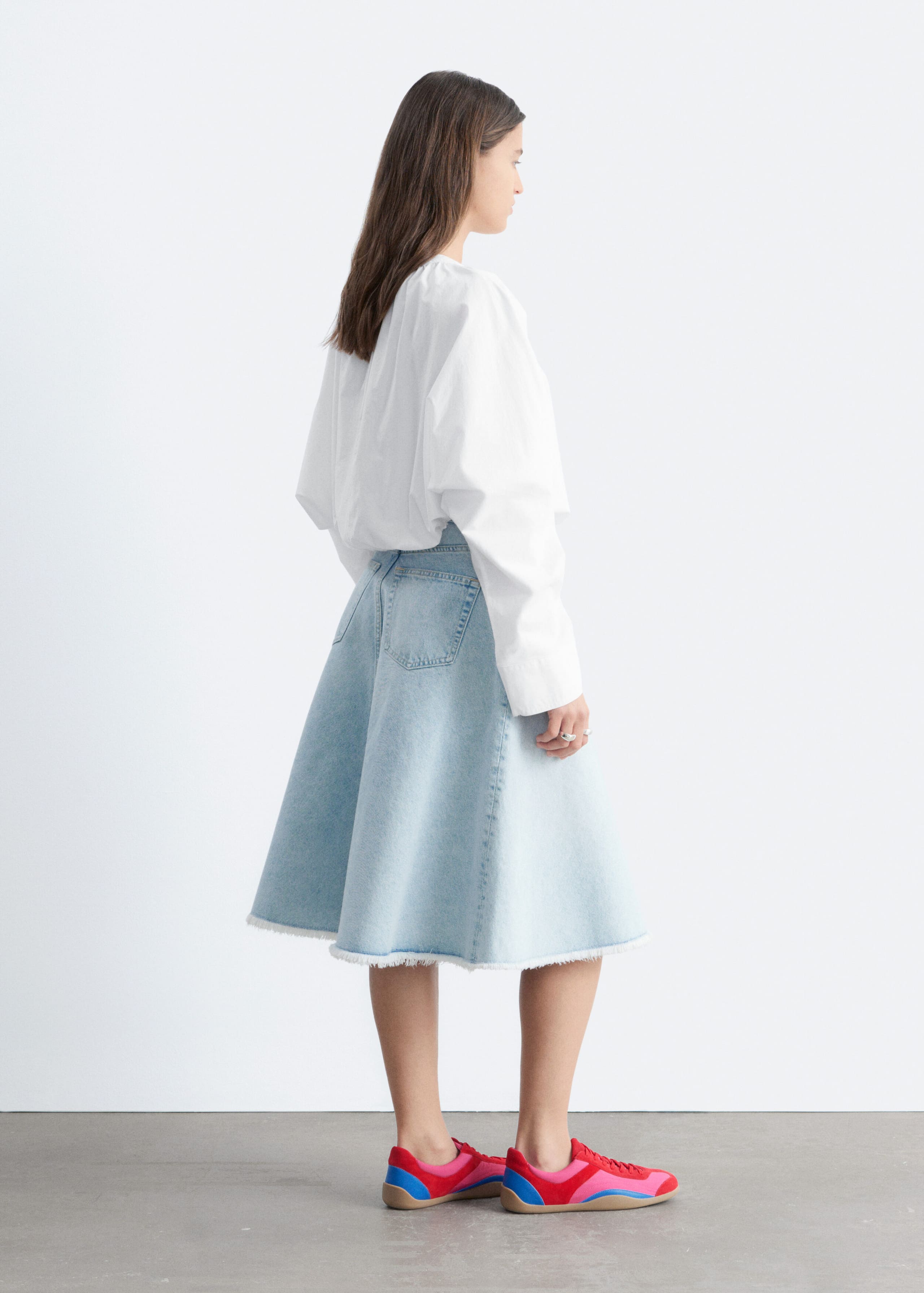 Gathered Cropped Blouse - Bright Orange - Lookbook