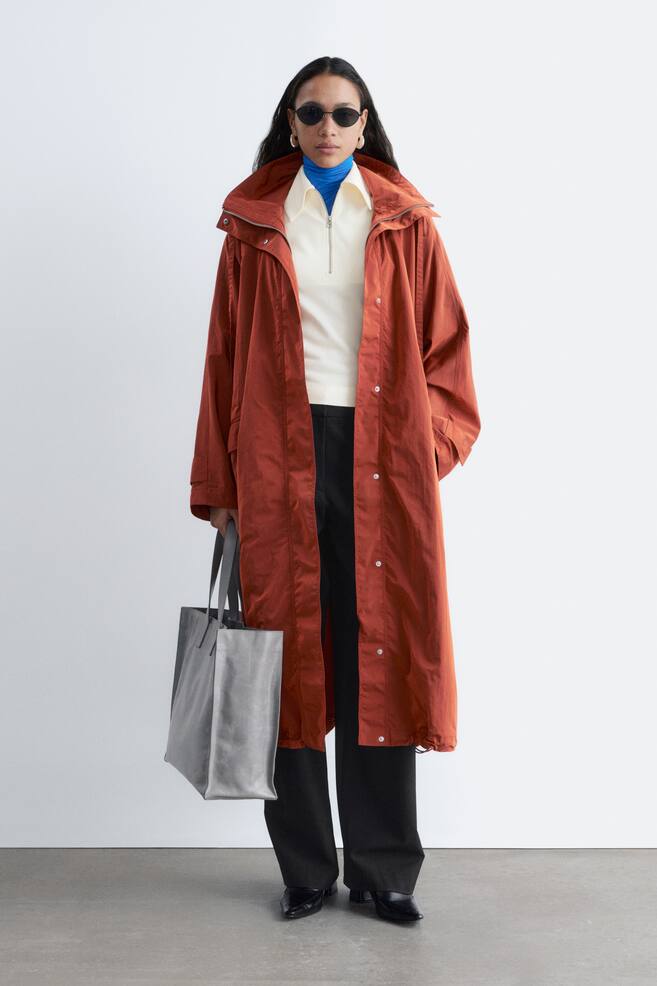 Technical Nylon Hooded Parka - Rust Brown - 1