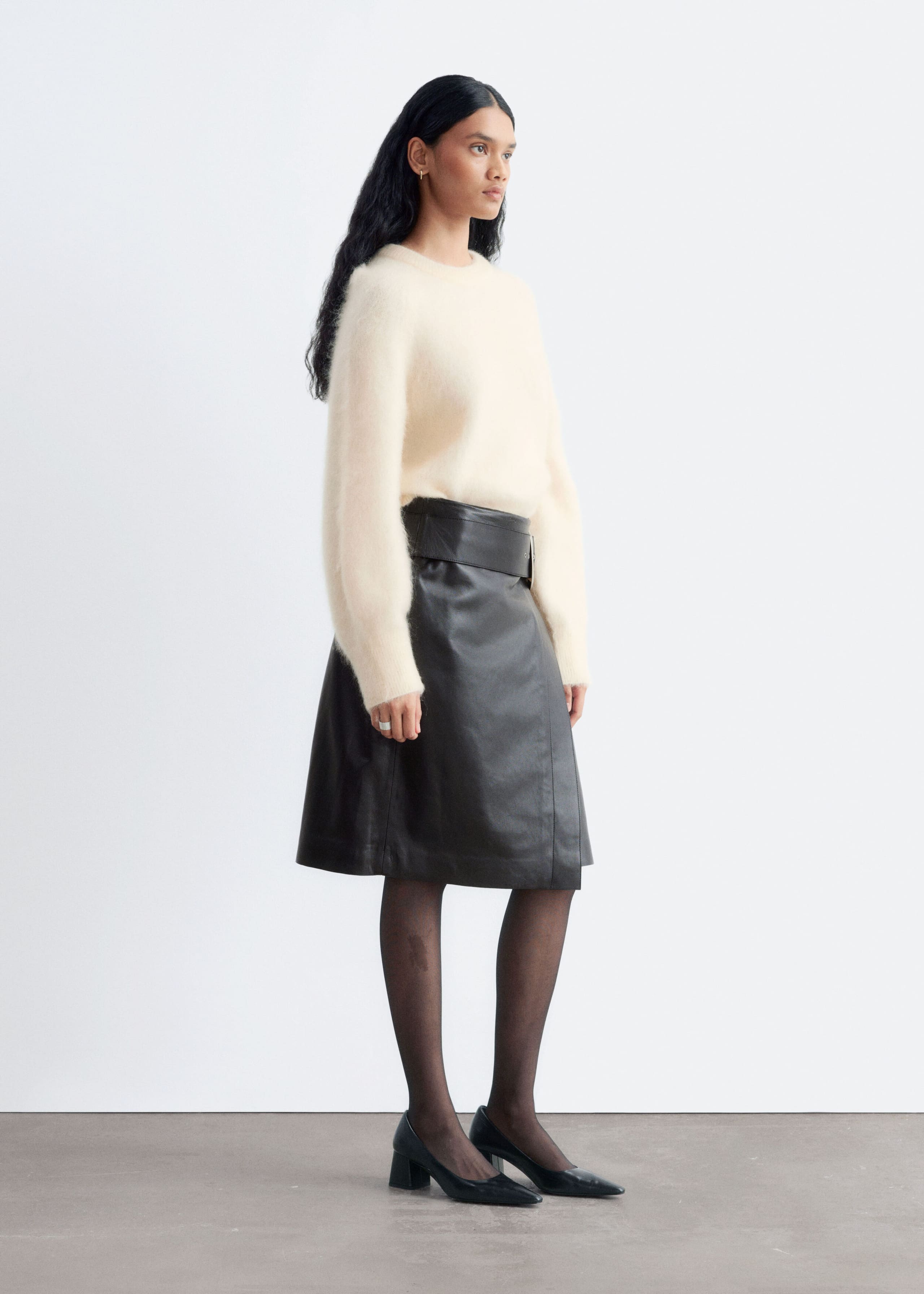 Pullover mit Ballonärmeln aus Mohair-Mix - Hellbeige - Lookbook