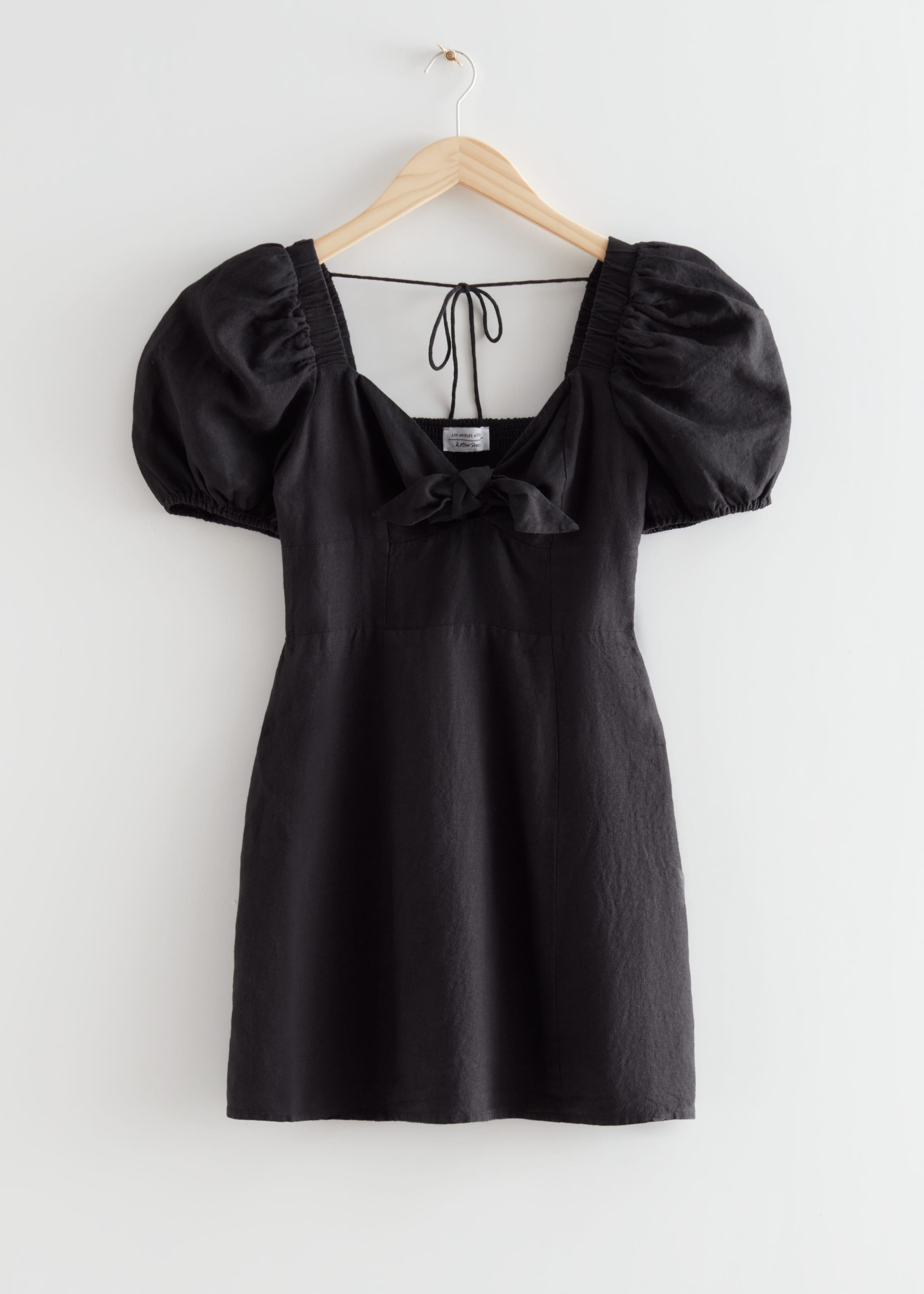 Bow Detail Linen Mini Dress - Orange - Still Life