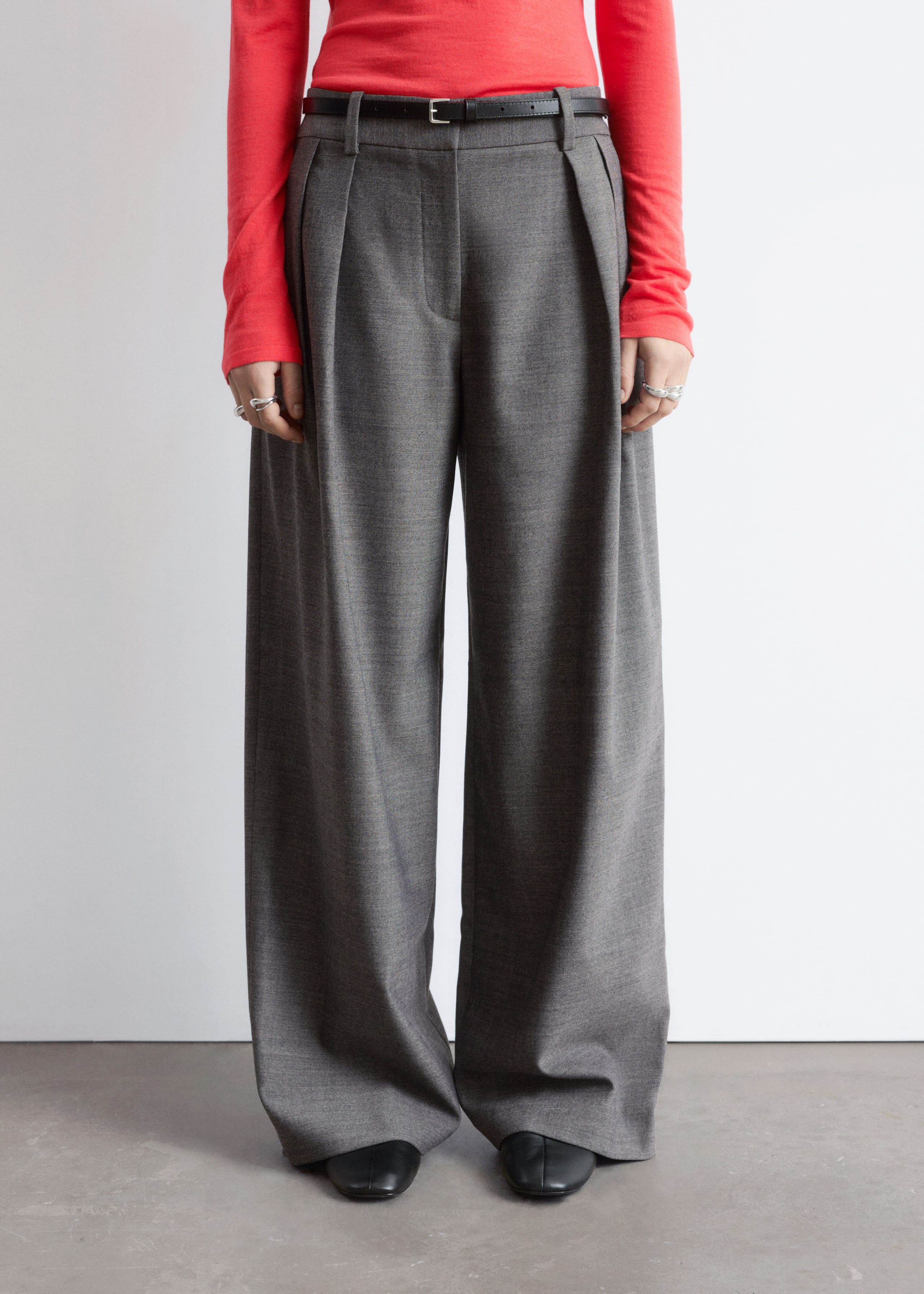 Image of Wool-Blend Tailored Trousers