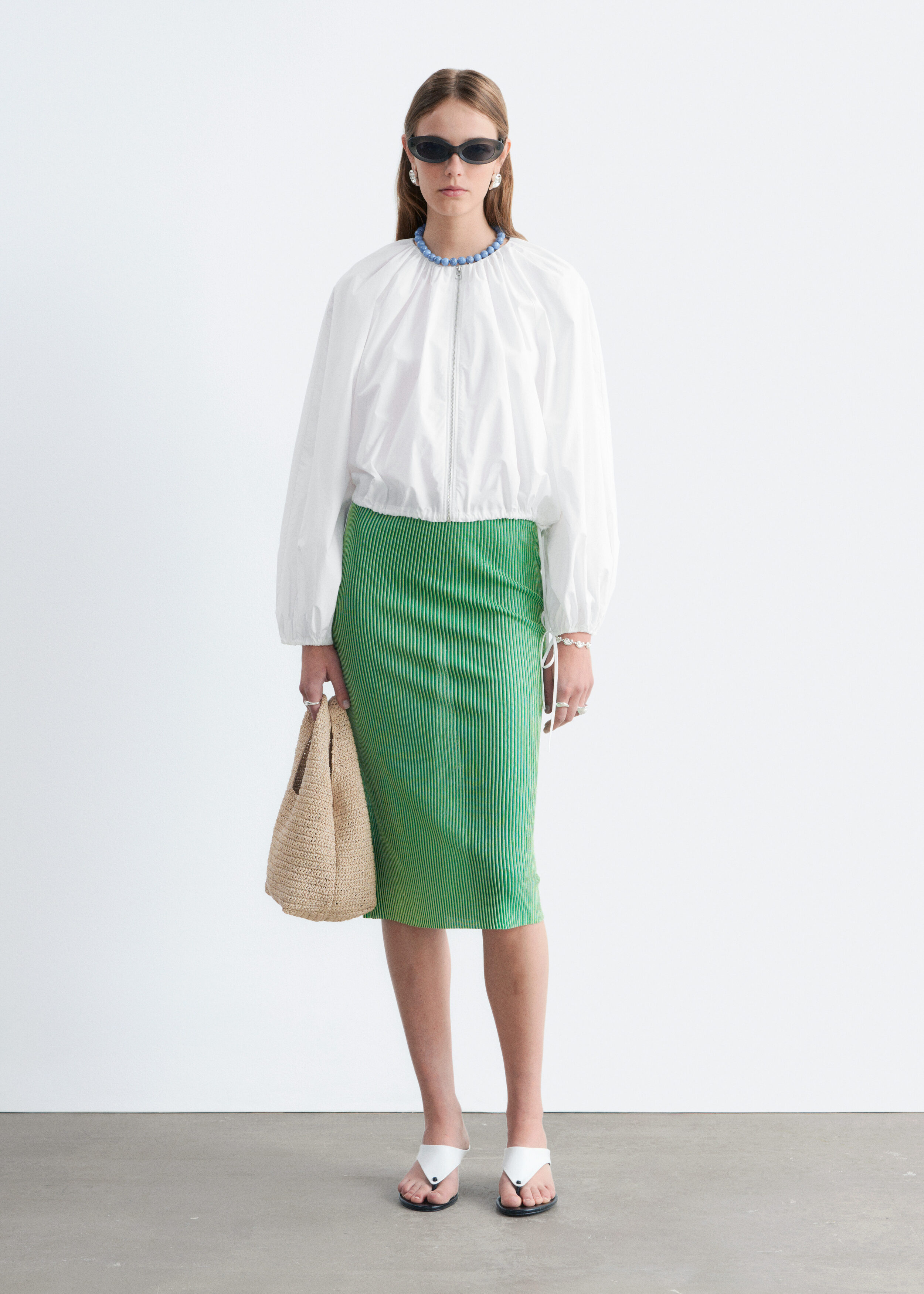 Cotton Poplin Zip-Front Blouse - White - & Other Stories US
