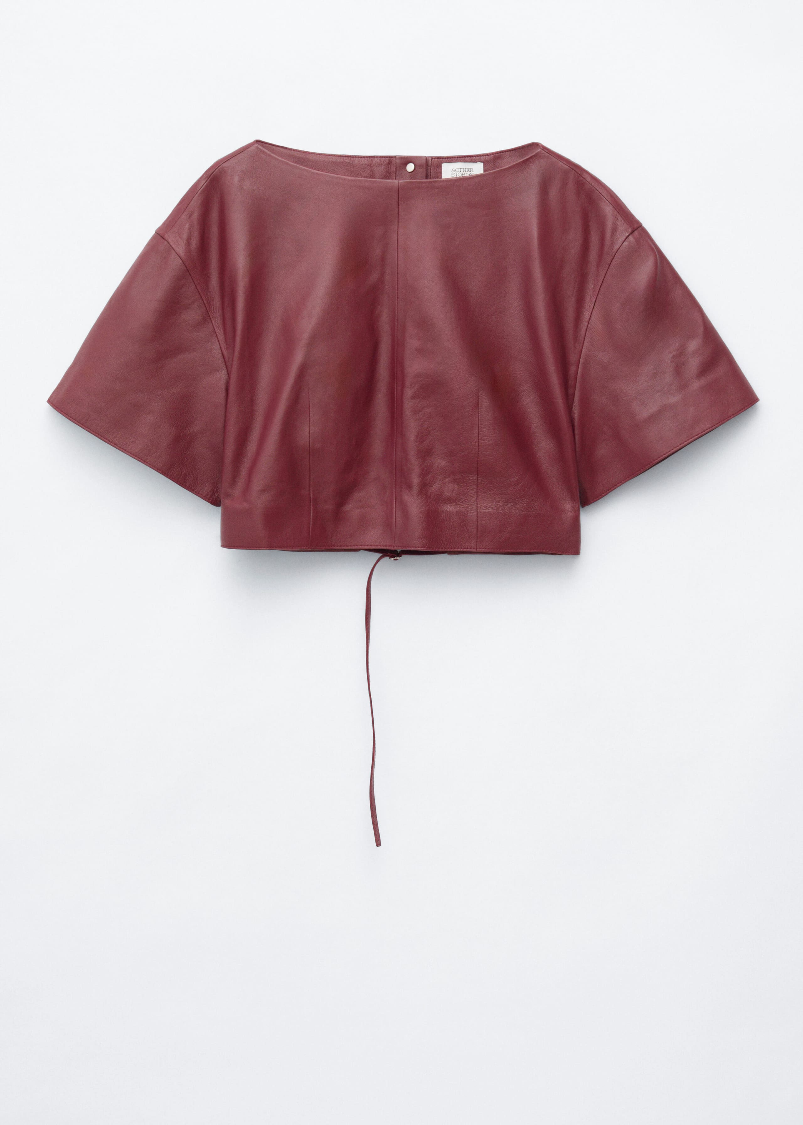 Haut en cuir à nouer au dos - Rouge foncé - Lookbook