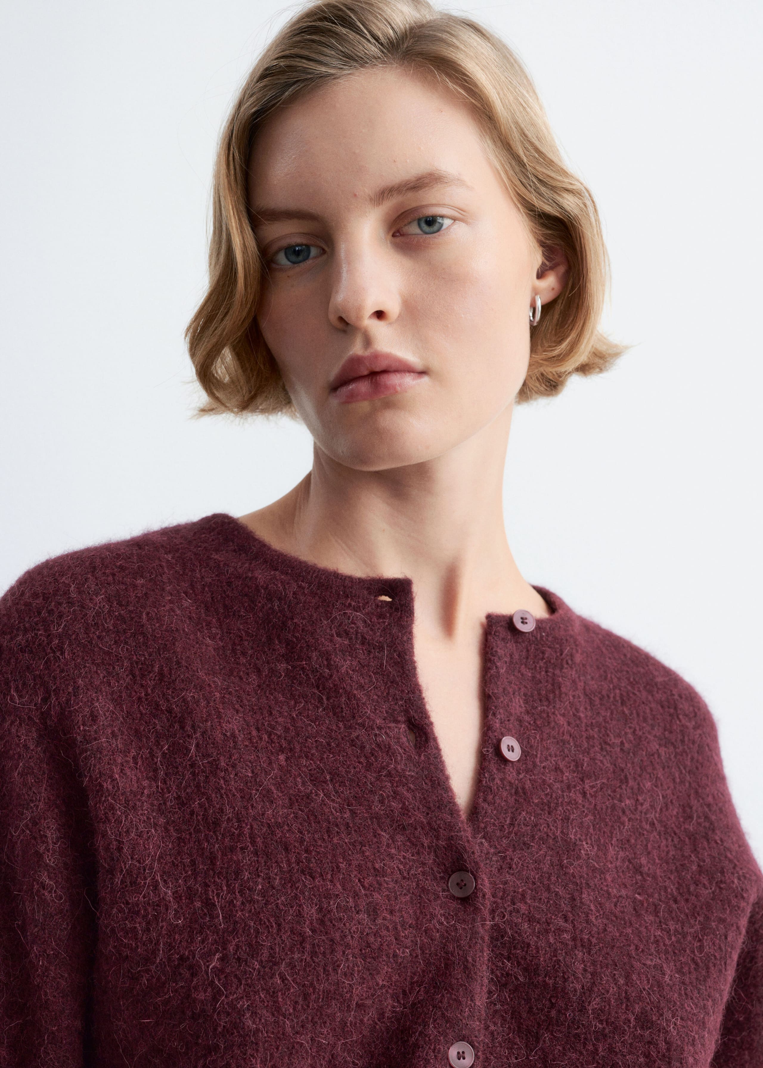 Cardigan en maille d’alpaga mélangé - Bordeaux - Lookbook