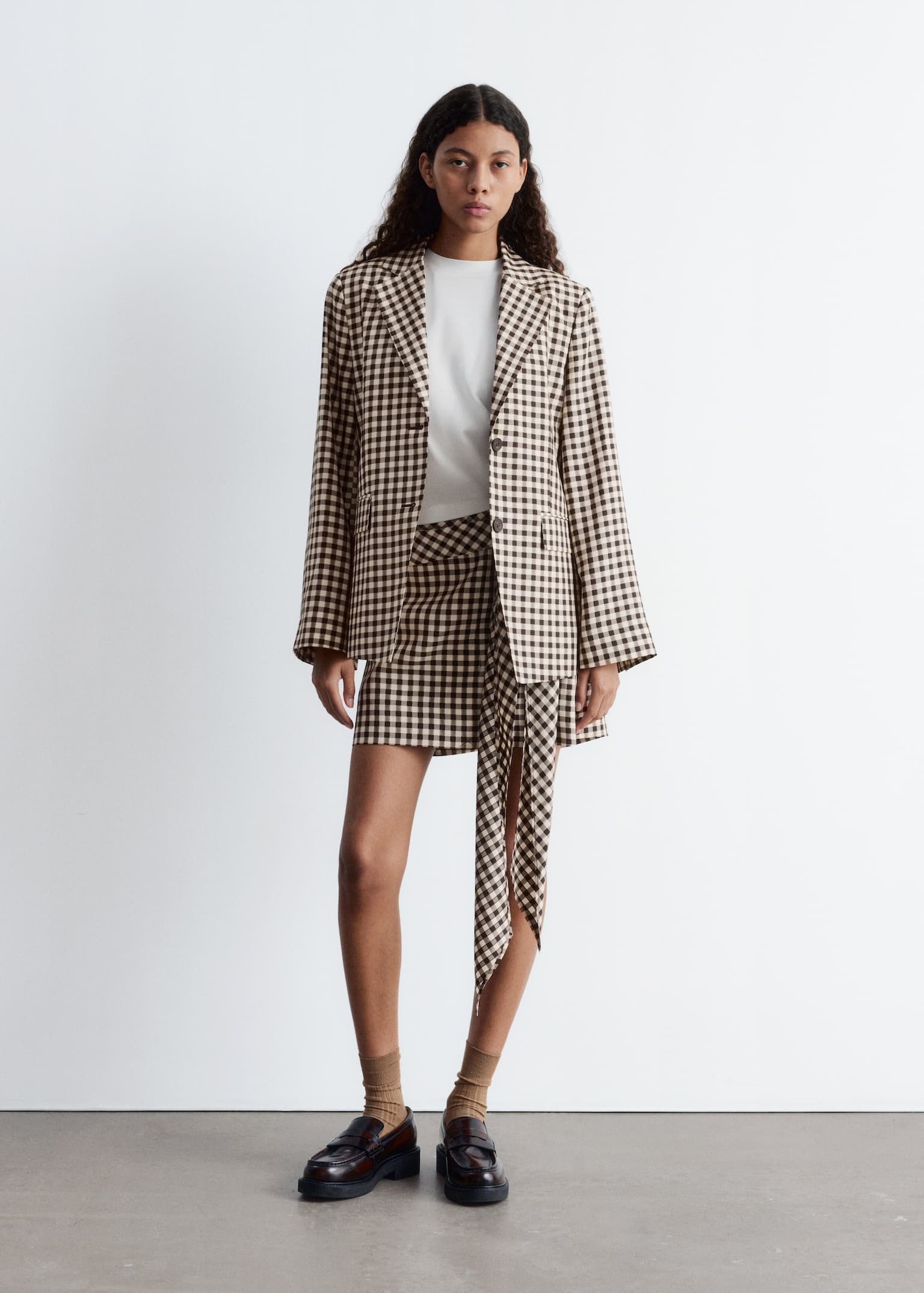 Geruite blazer - Bruine gingham-ruit