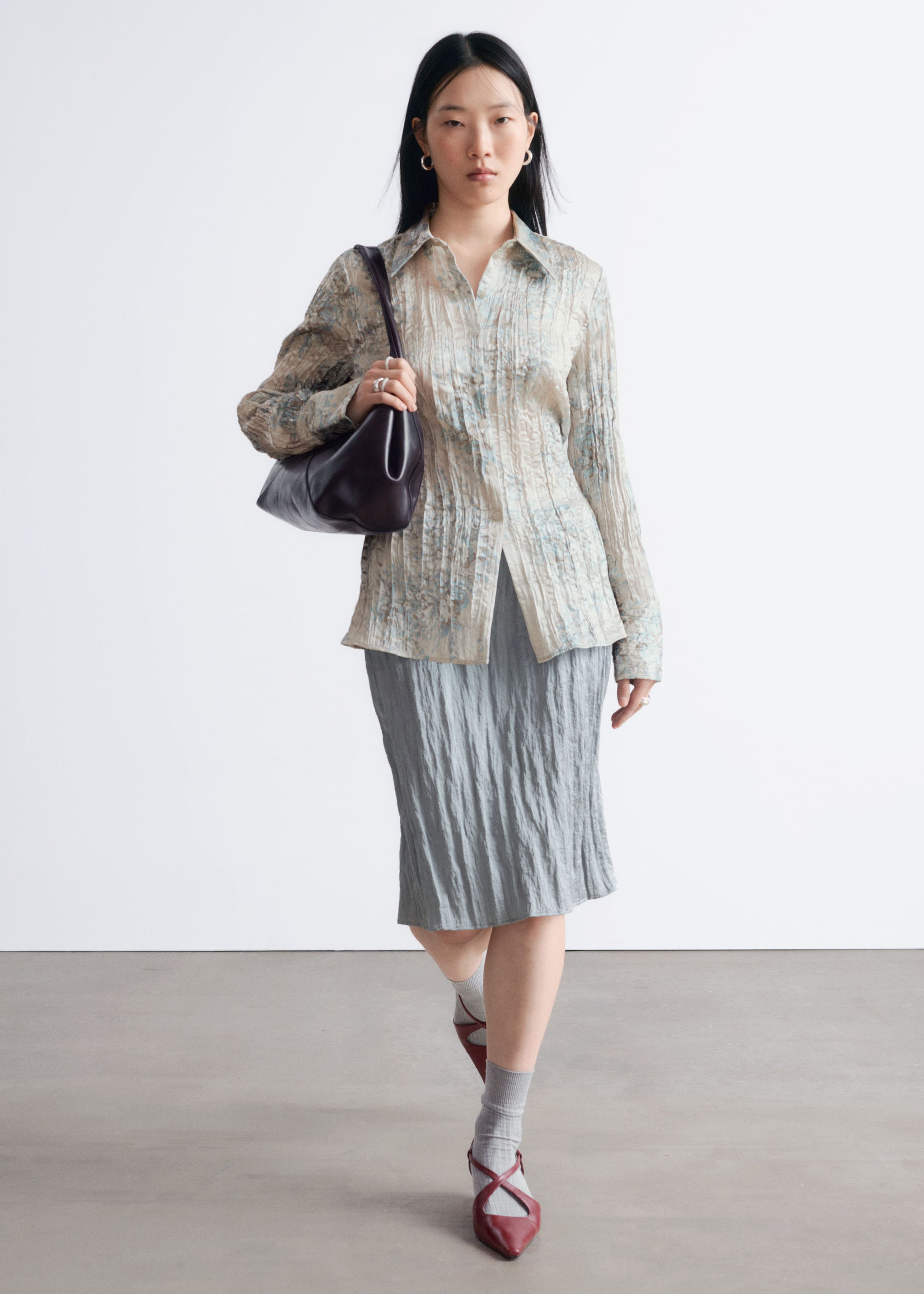 Image of Tie-Belt Crêpe Shirt