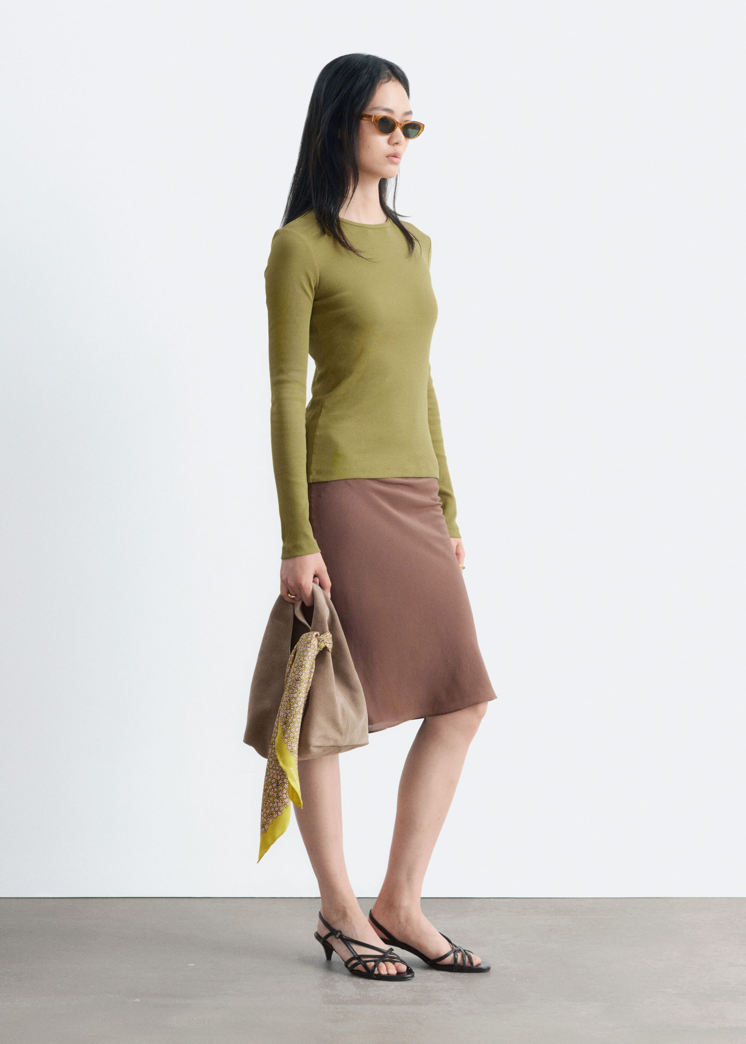 Ribbed Long-Sleeve Top - Black - Lookbook