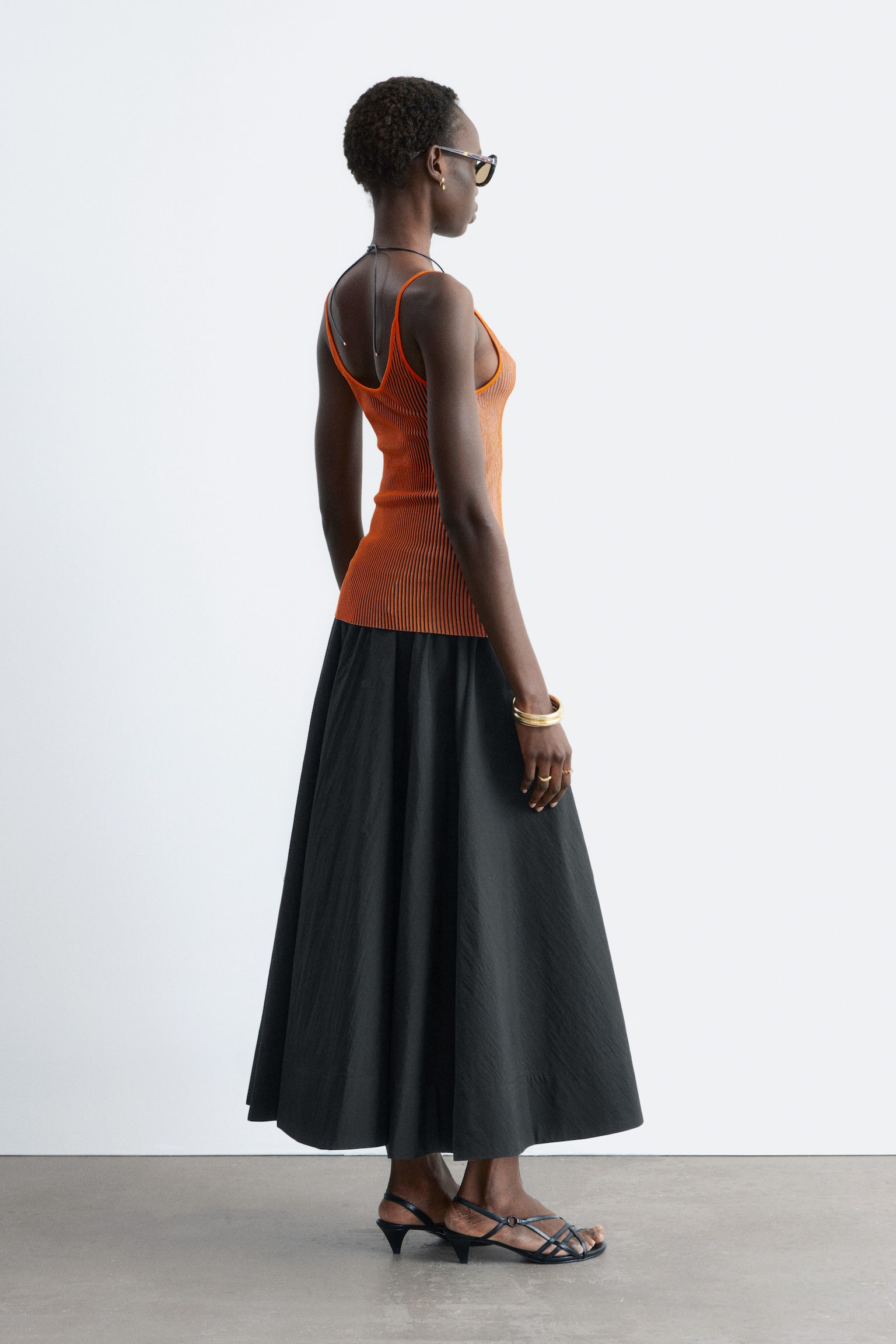 Ribbstickat linne - Orange/Grön - 4