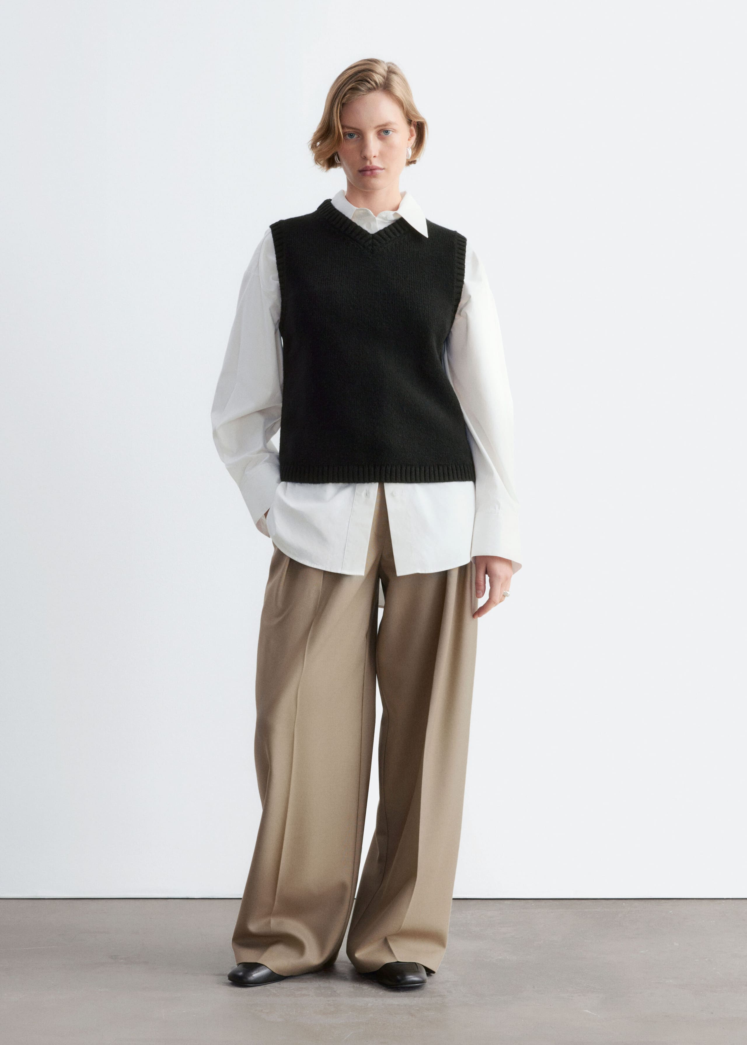 Débardeur en maille de laine et de coton - Noir - Lookbook