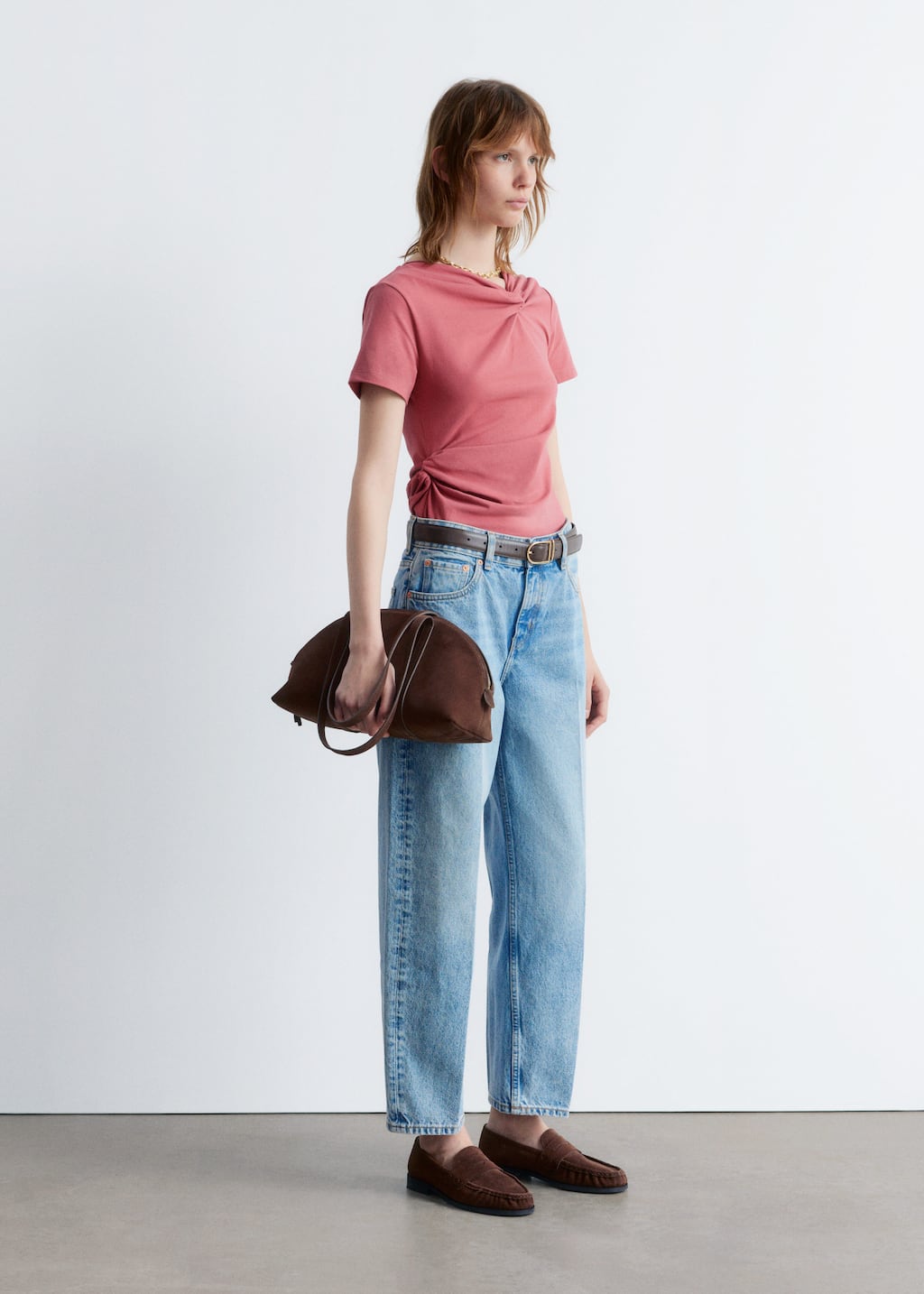 Twist-Detail T-shirt - Khaki Green - Lookbook