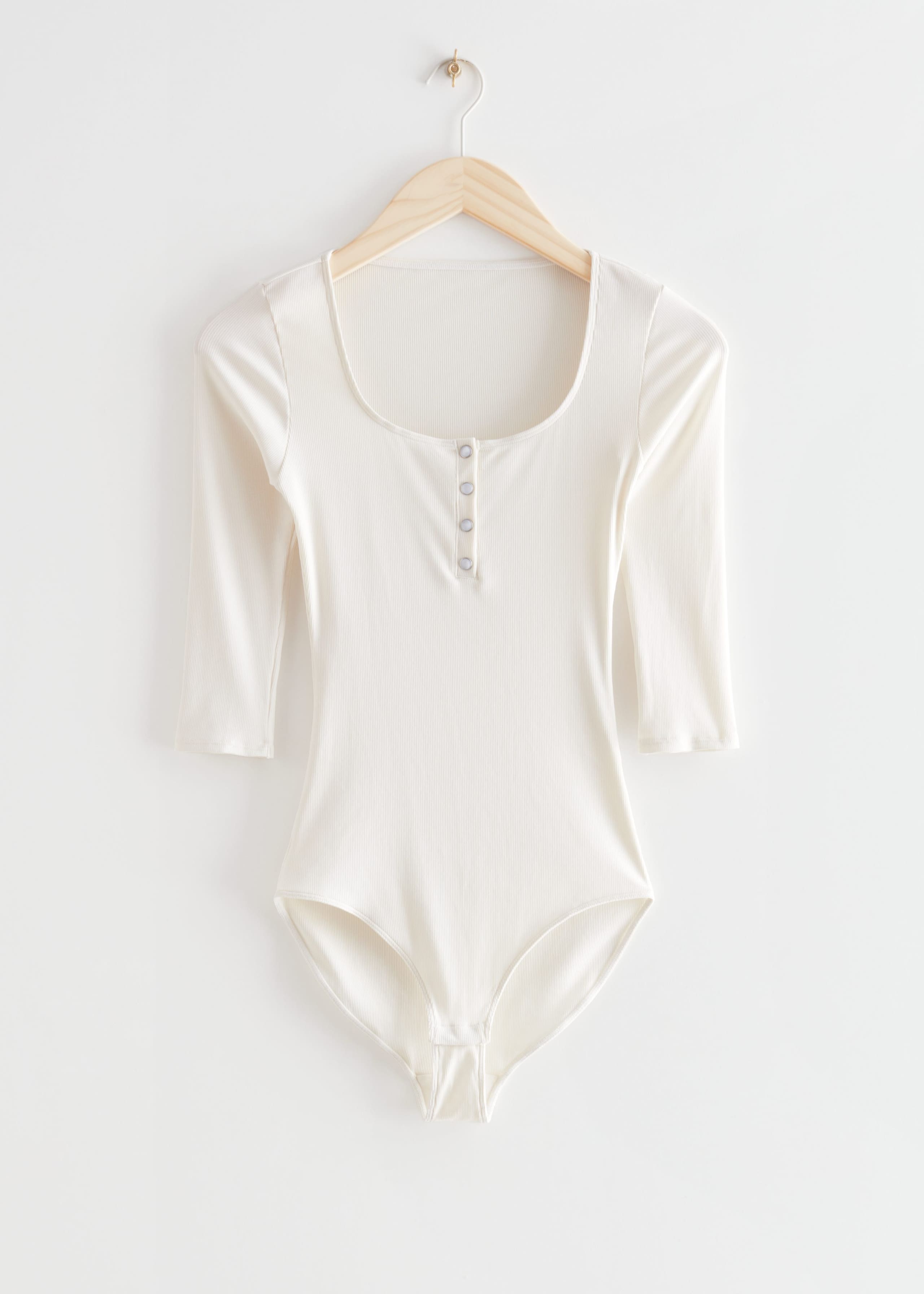 Buttoned Bodysuit - White - Bodegón