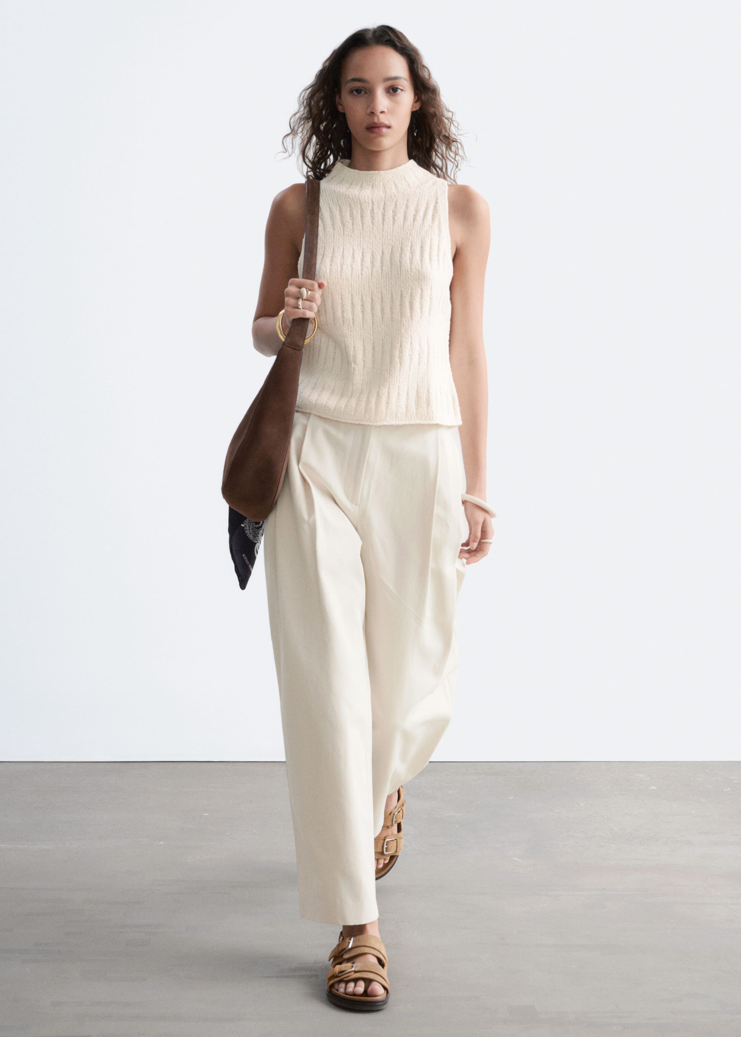Barrel‑Leg Cropped Trousers - Off White - Still Life