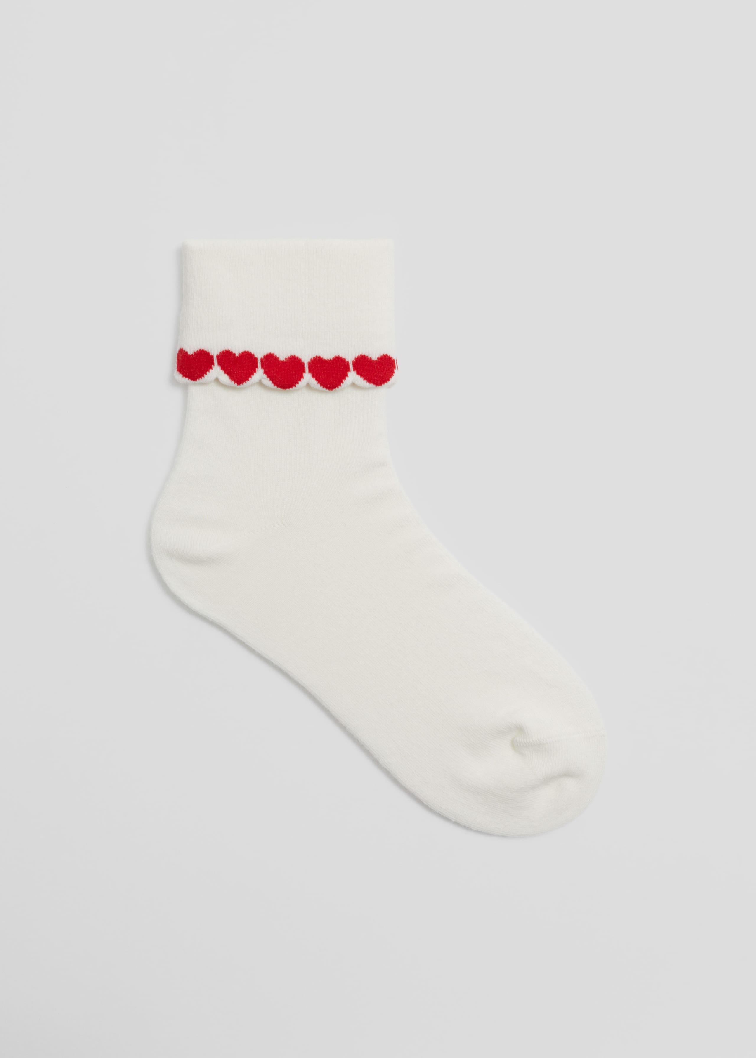 Skarpetki z wyhaftowanymi sercami – Biały – Martwa natura