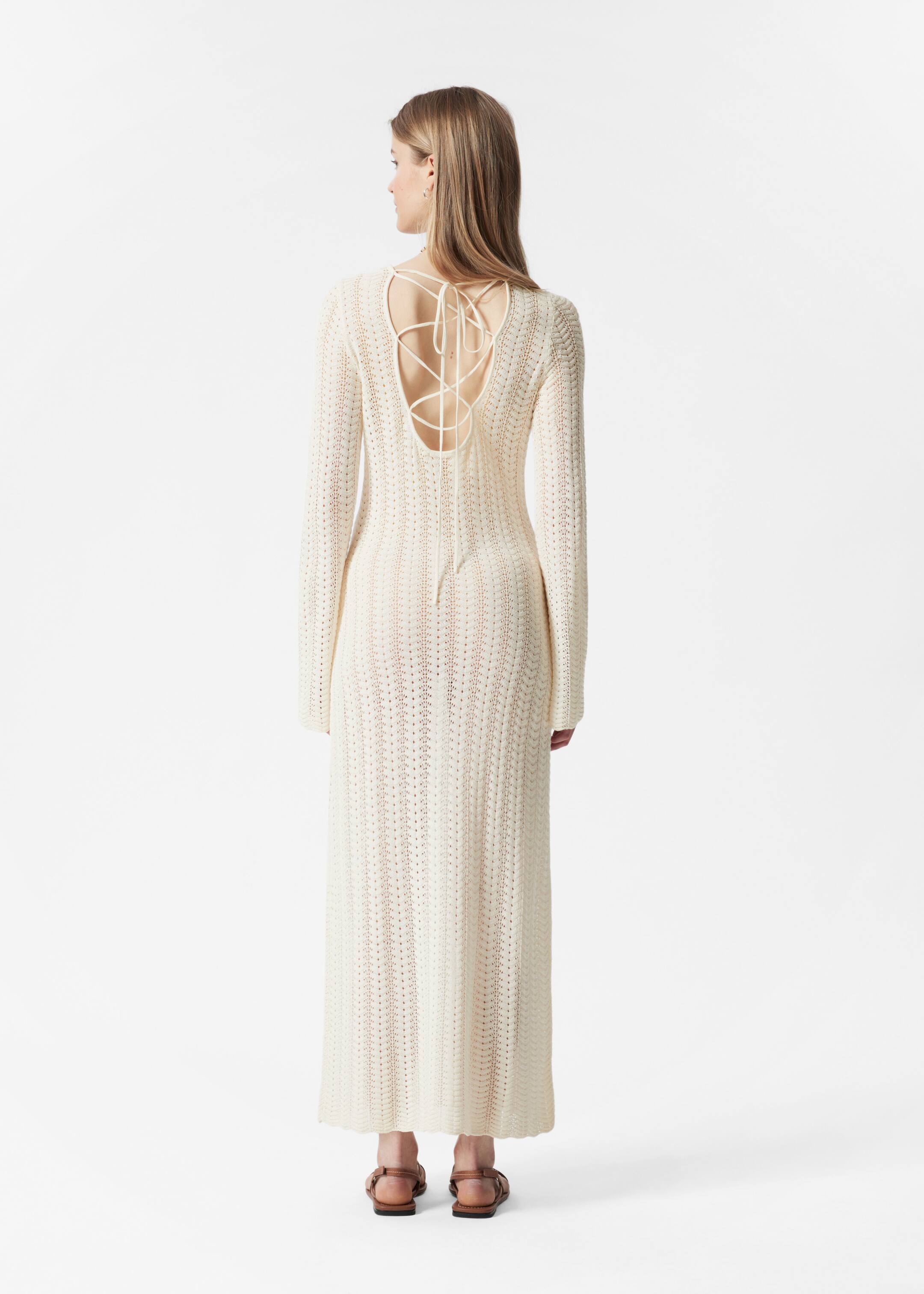 Ver imagem maior: Vestido midi de malha pointelle - Branco - SENHORA | H&M PT 3