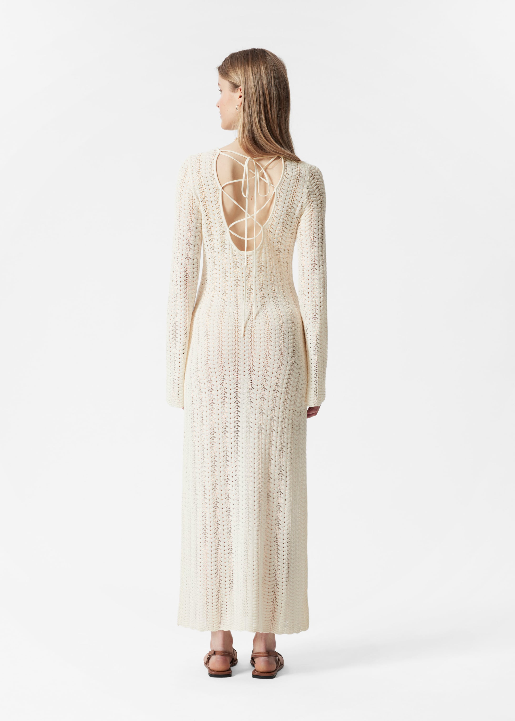 Visualizza immagine più grande: Abito midi in maglia pointelle - Bianco - DONNA | H&M IT 3
