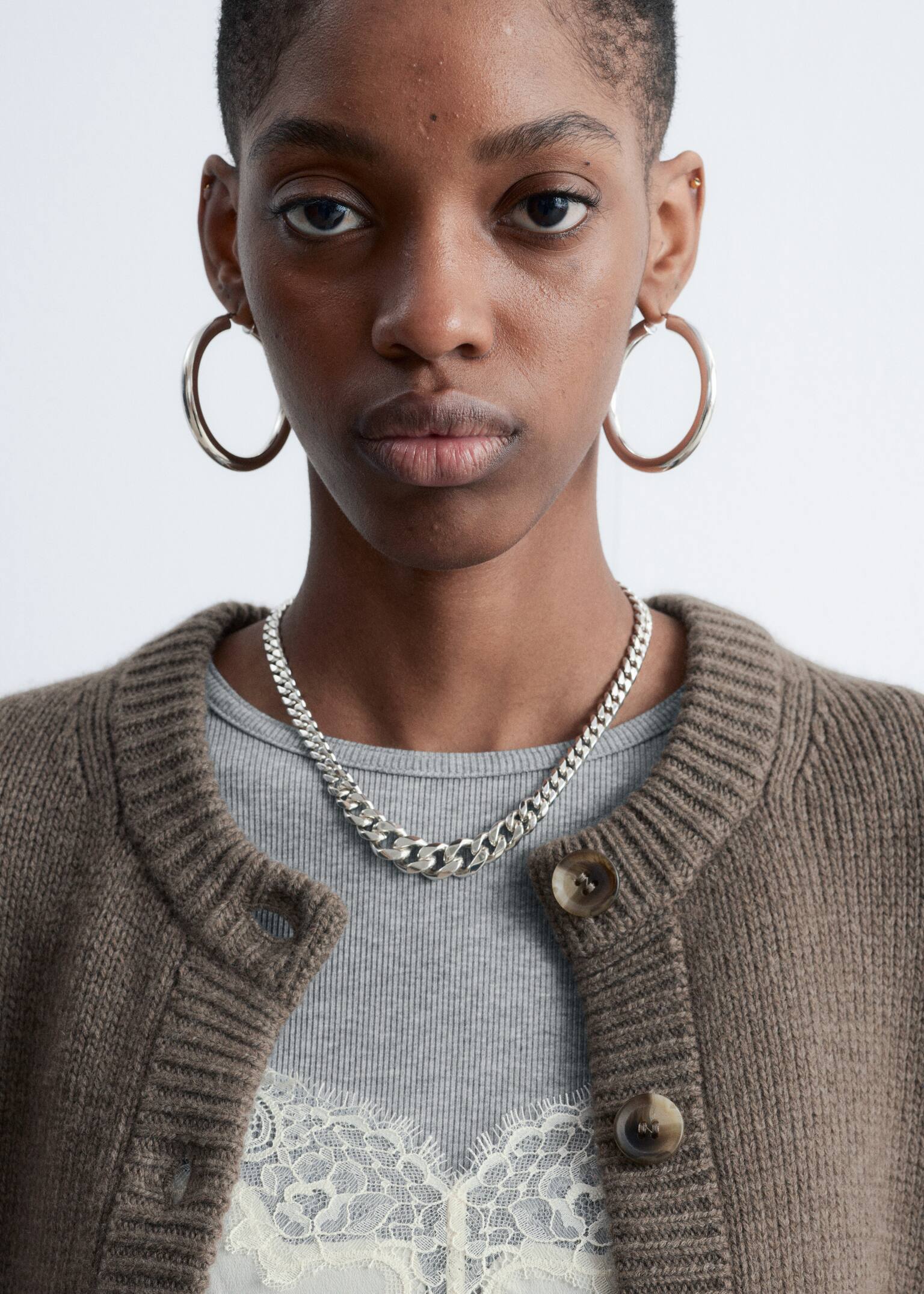 Cashmere-Blend Cardigan - Mole/Black - 5