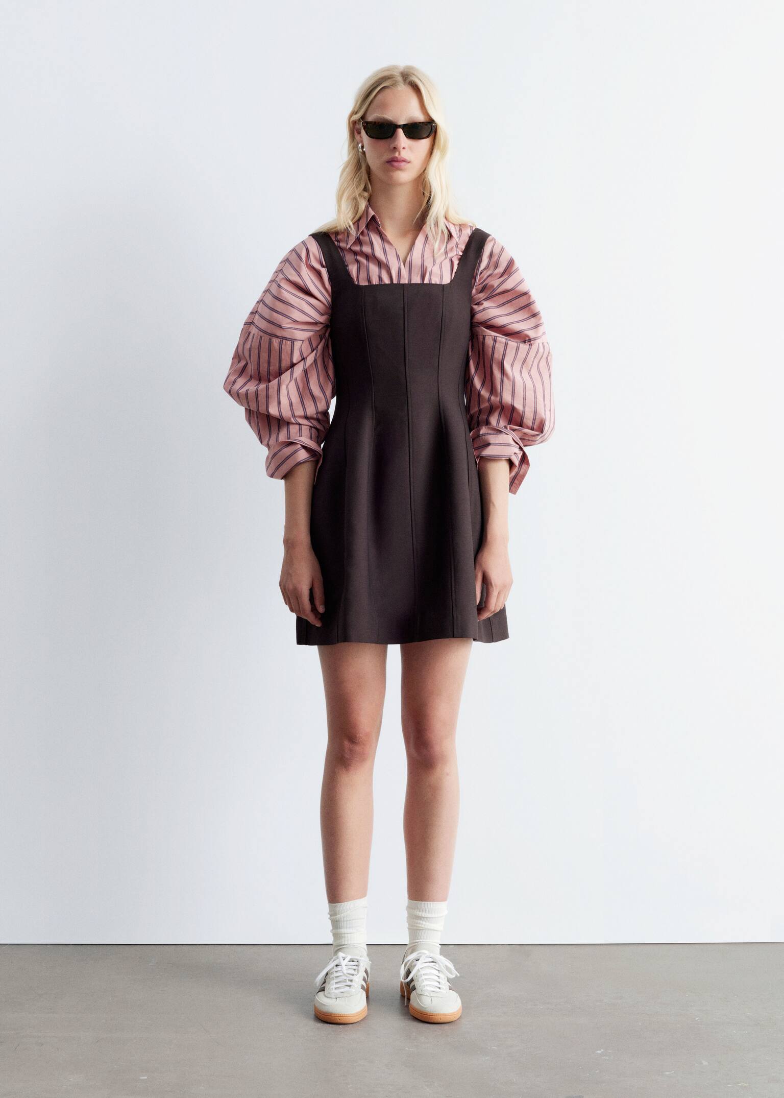 Corset Mini Dress - Dark Brown/Black - 8