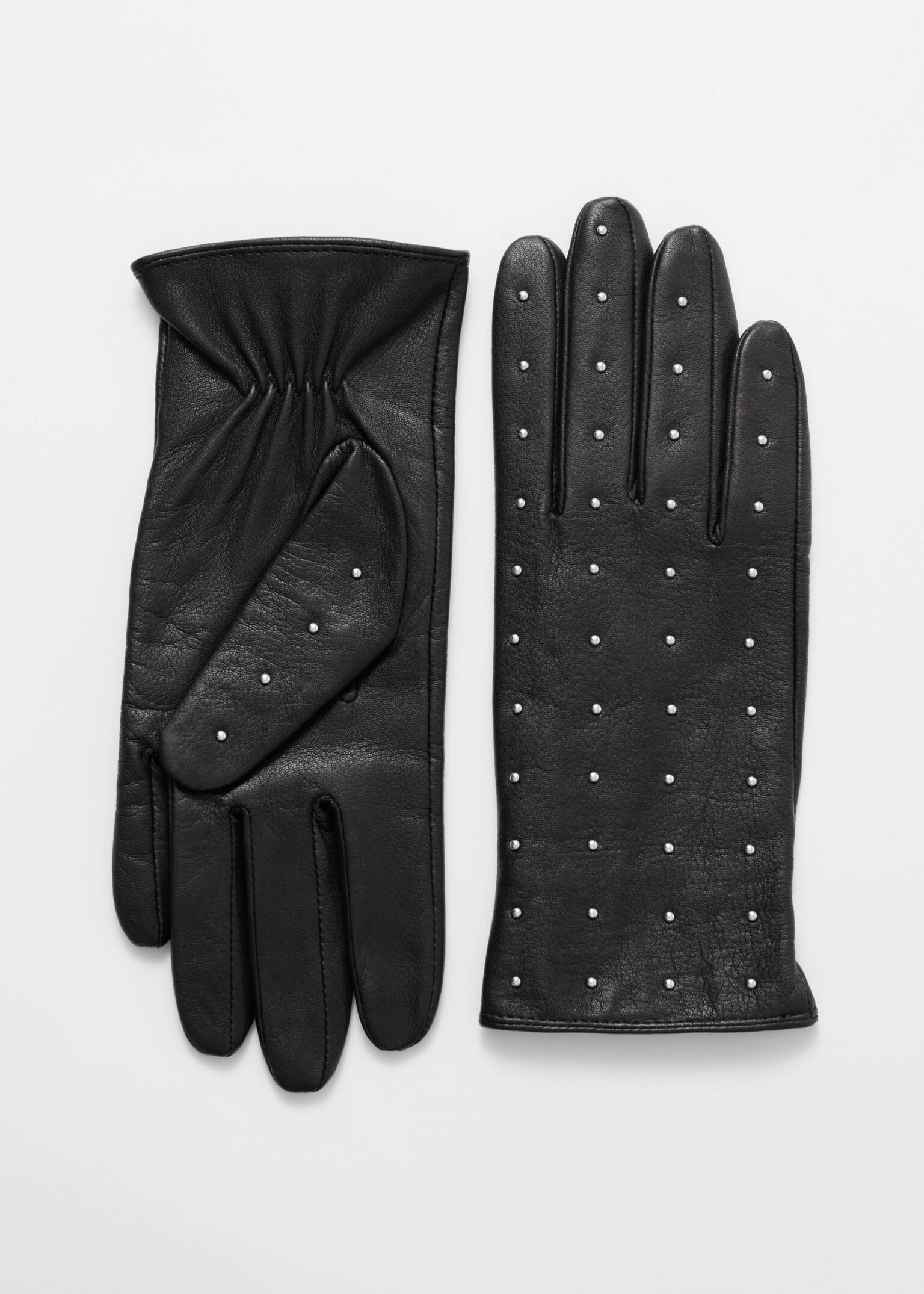 Lederhandschuhe mit Nieten - Schwarz