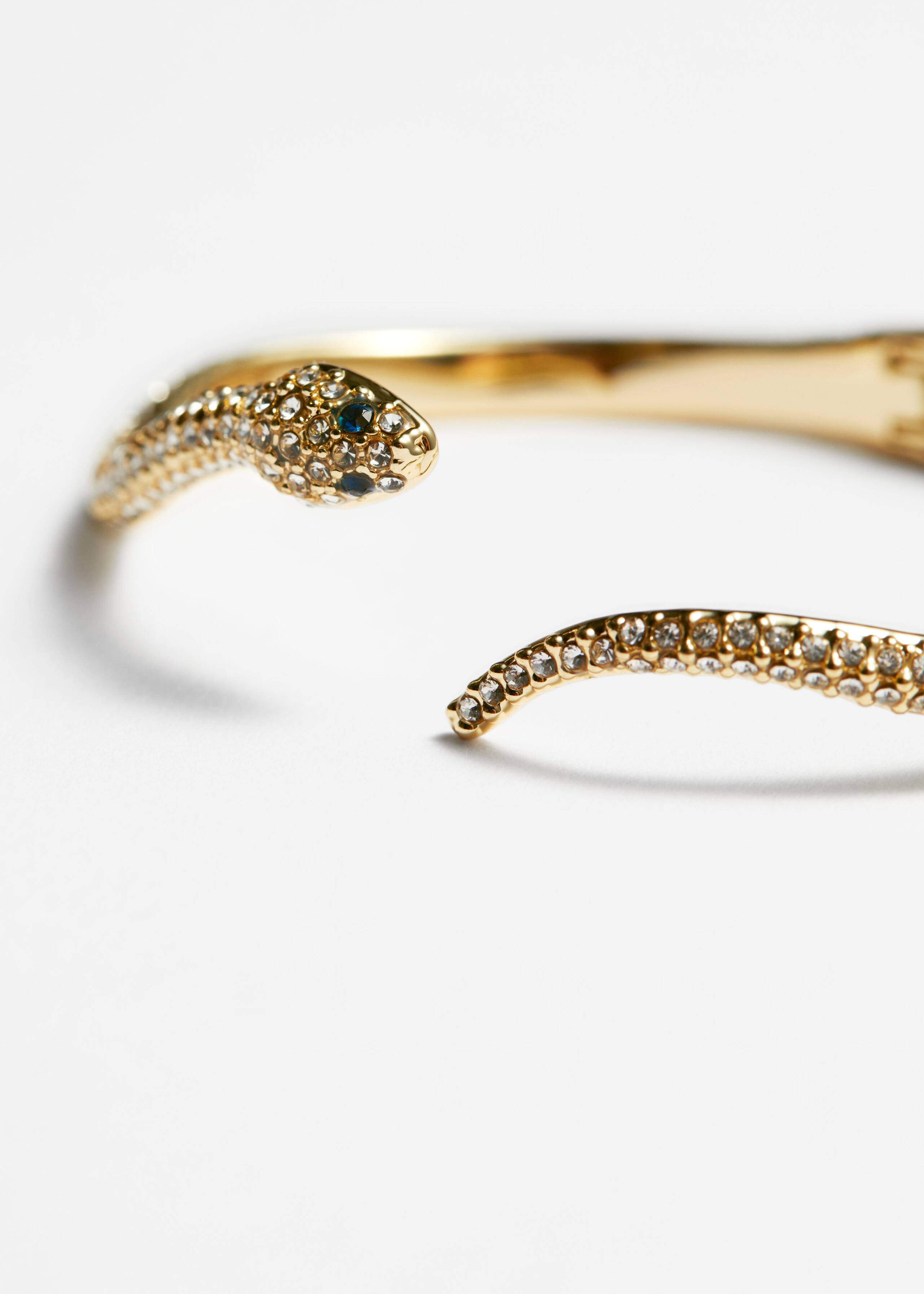 Crystal-Encrusted Snake Bracelet - {{variantName}} - Descriptive Detail