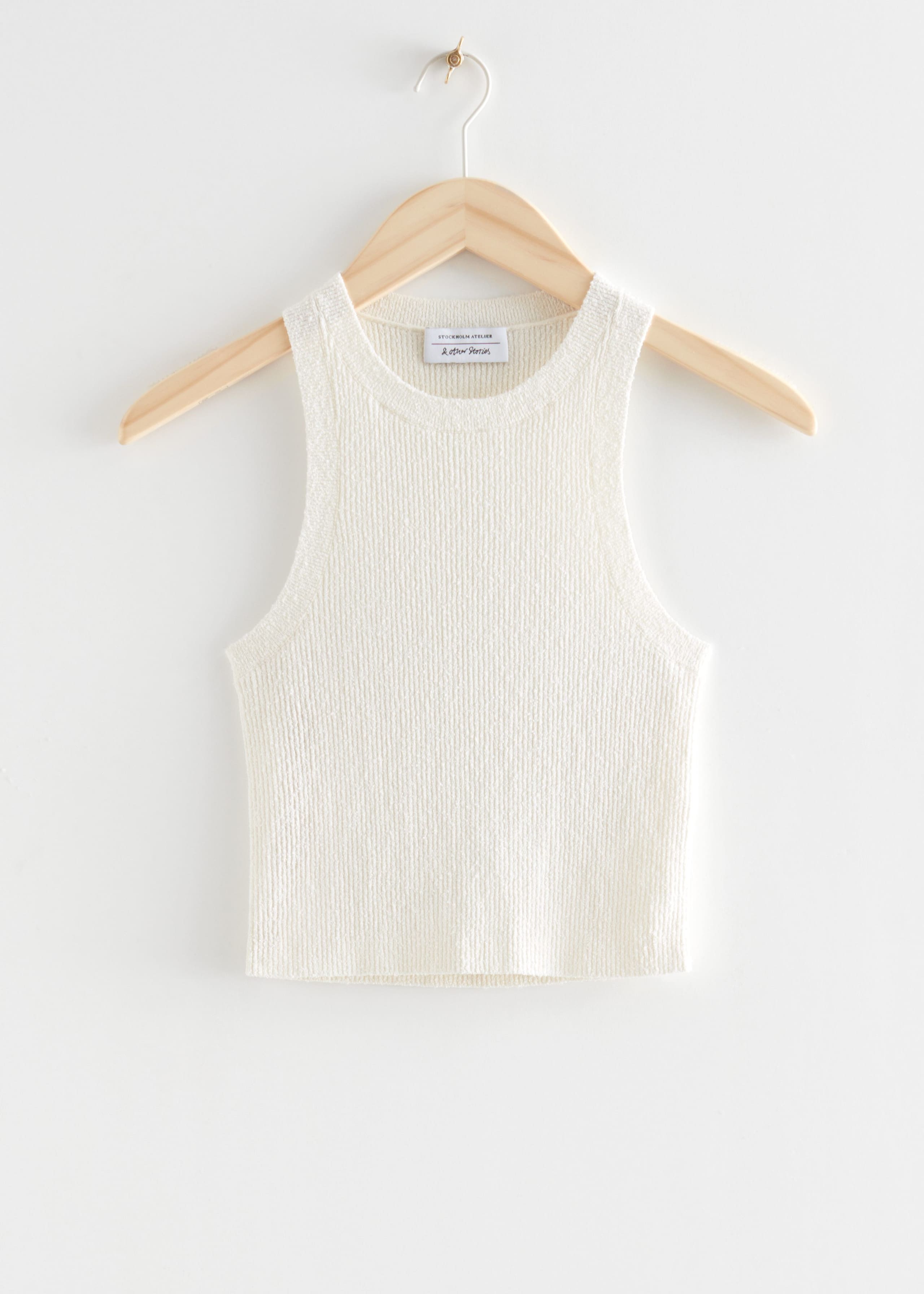 Knitted Silk Blend Cropped Tank Top - Cream - Still Life