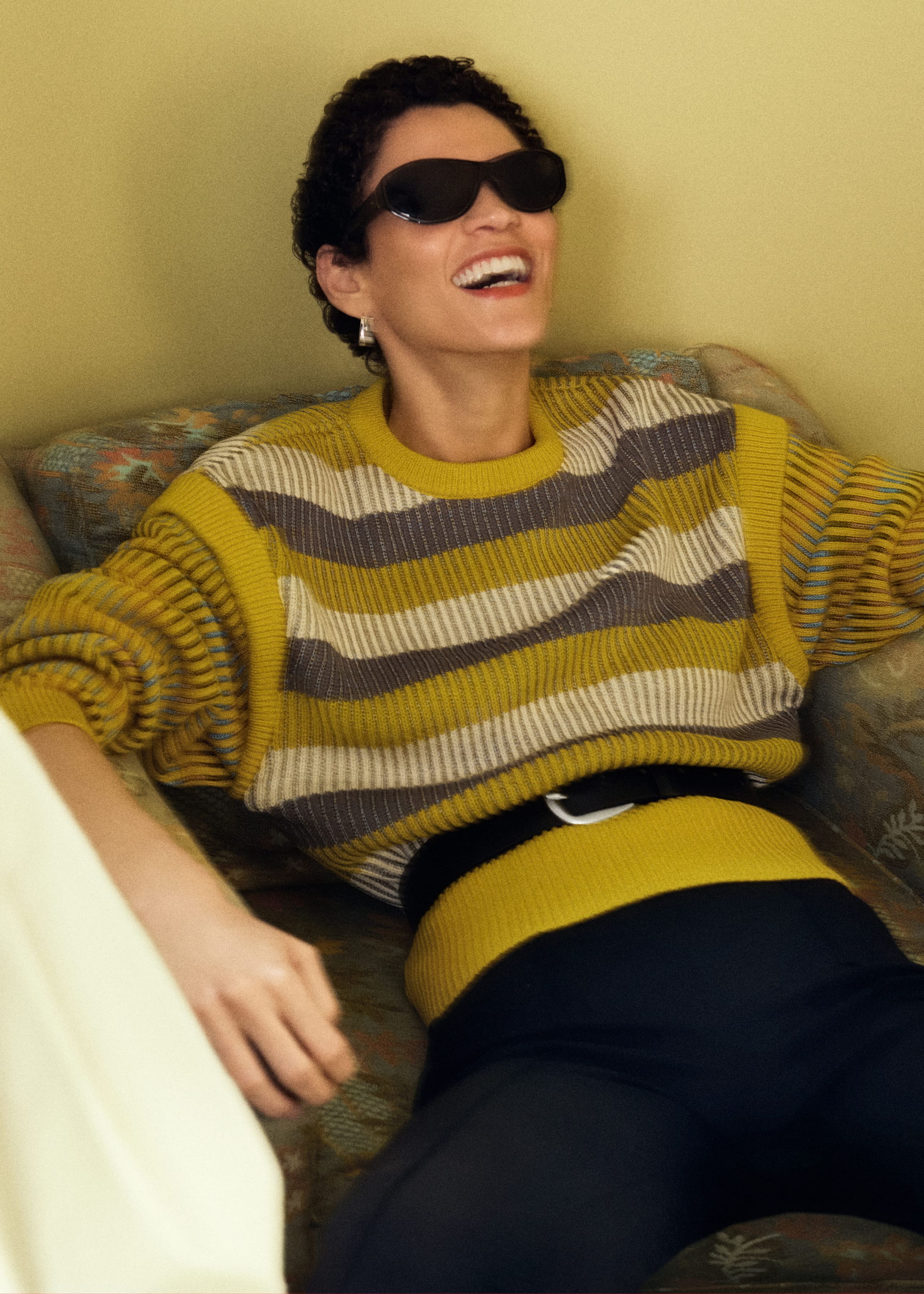 Image of Striped Panel Knit Jumper