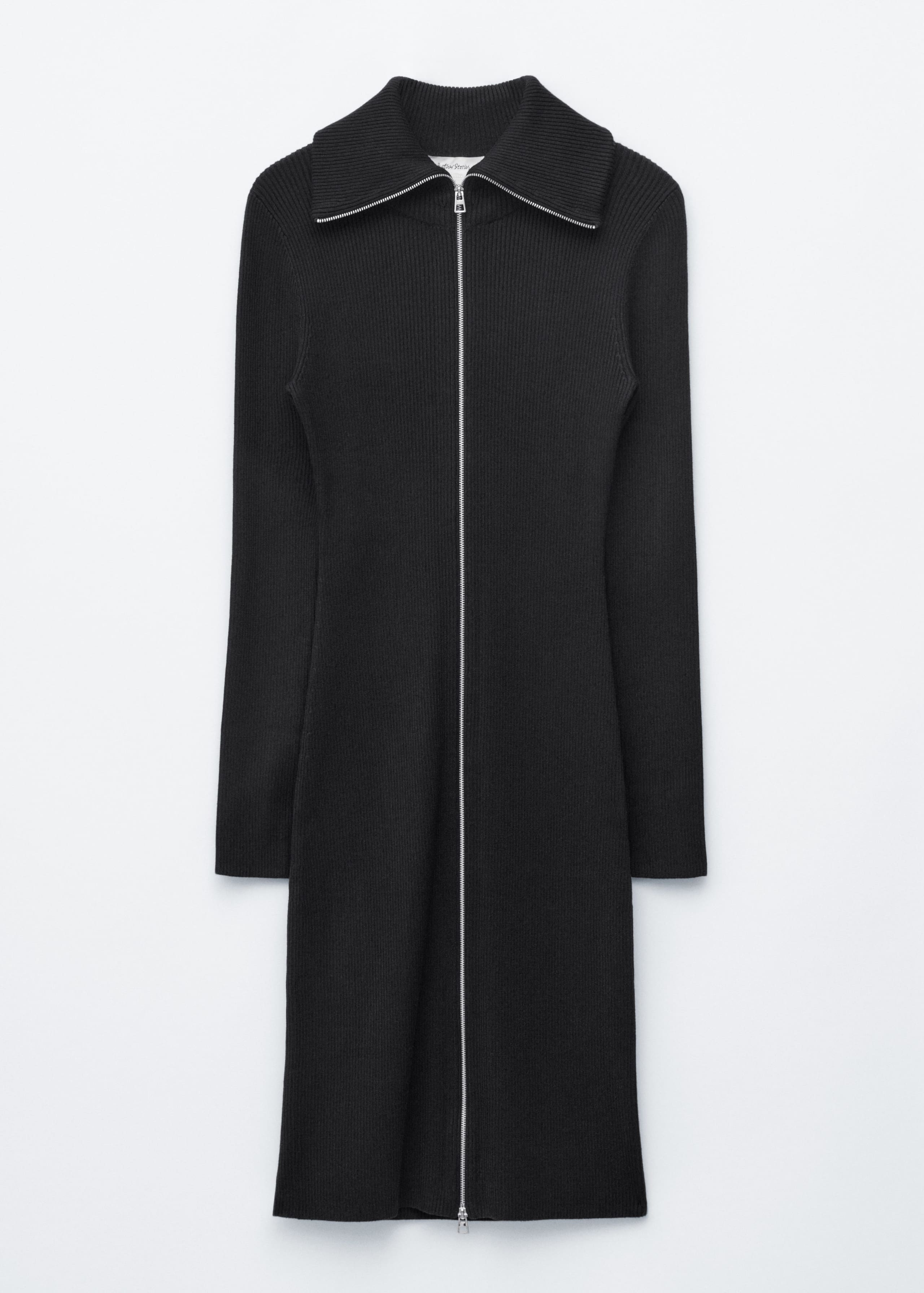 Image of Ribbed Zip-Front Midi Dress