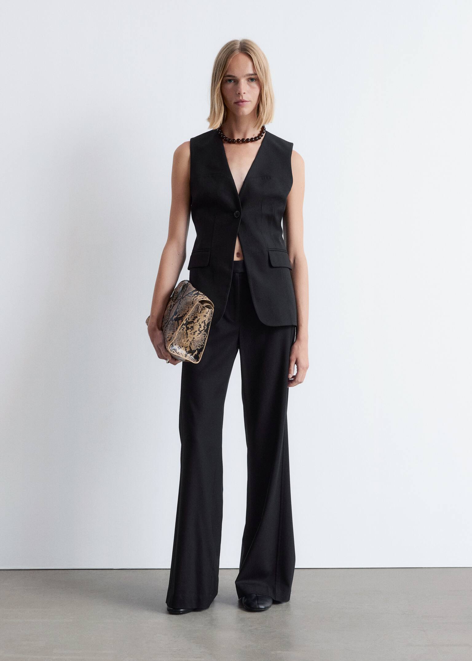 Gilet sartoriale in misto lana - Nero