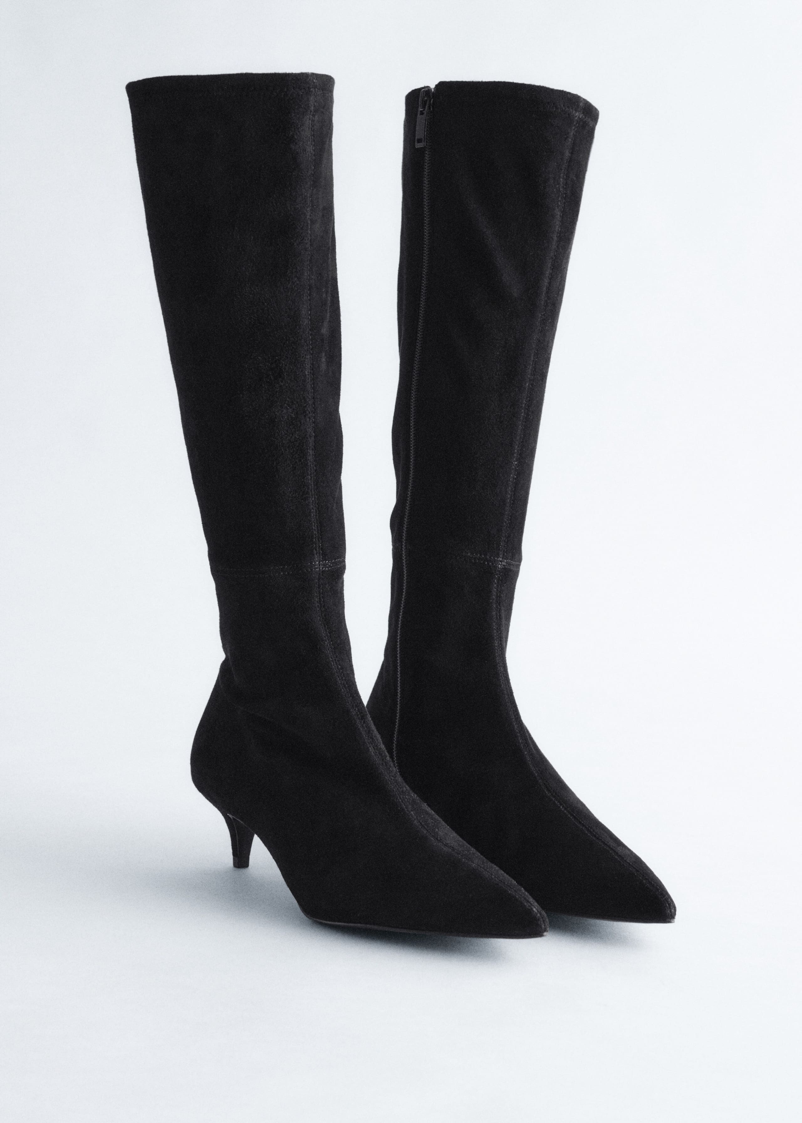 Image of Stretch-Suede Knee Boots