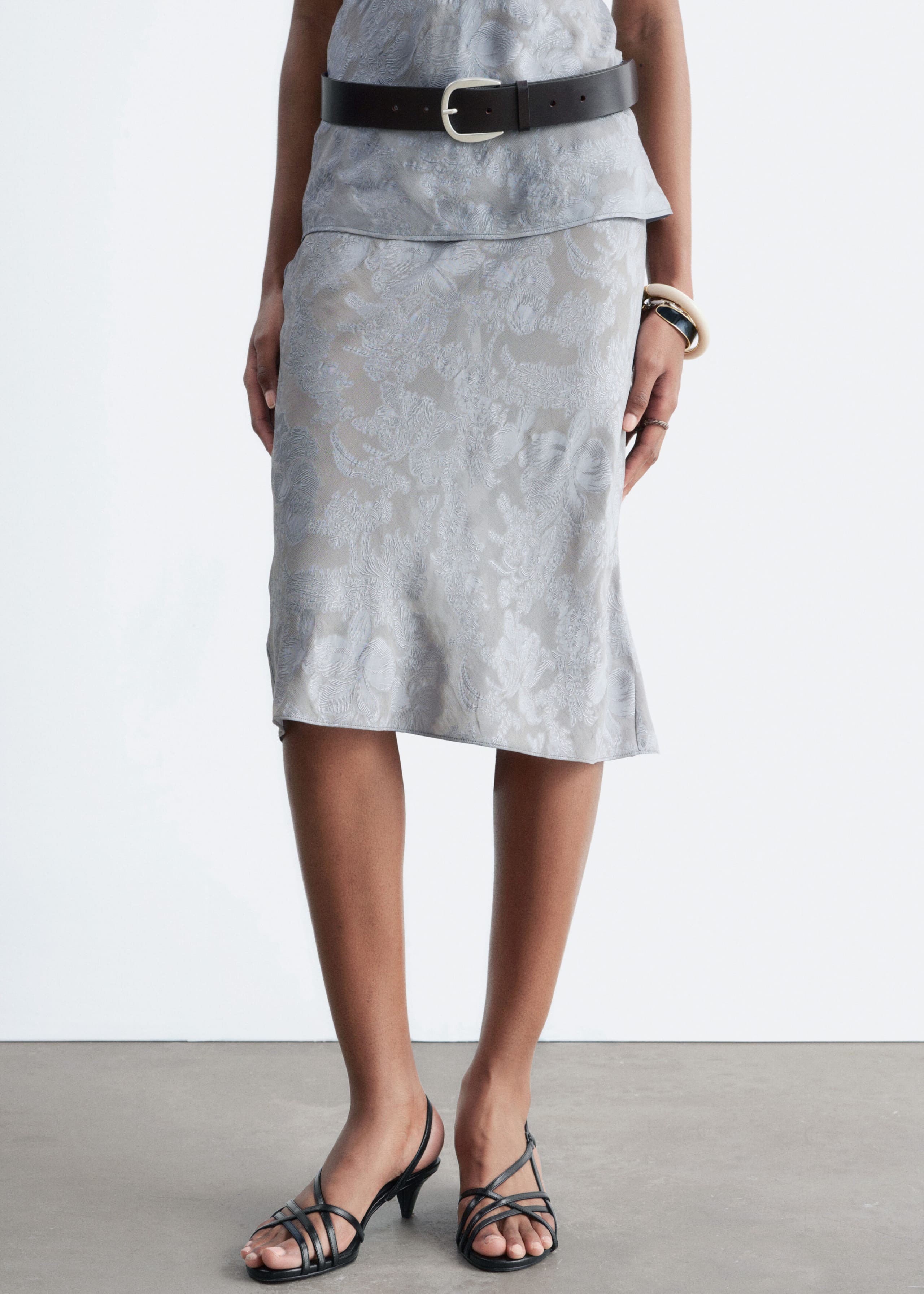 Image of Viscose-Silk fJacquard Midi Skirt