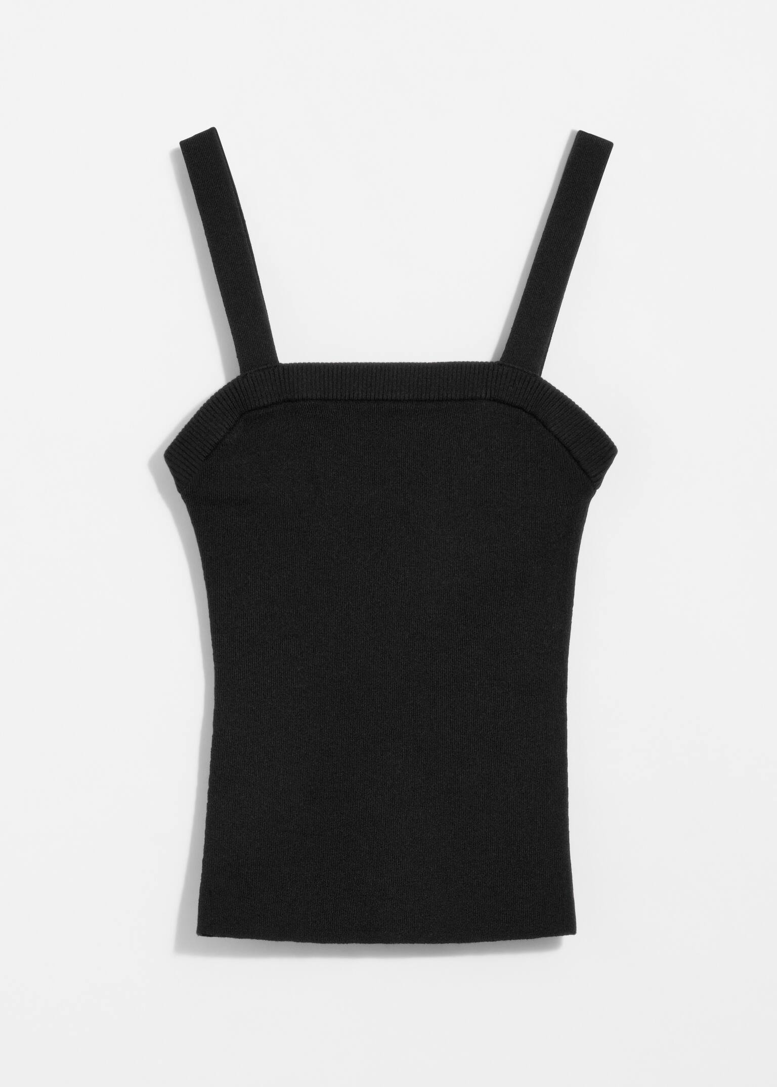 Square-Neck Knit Top - שחור - 1