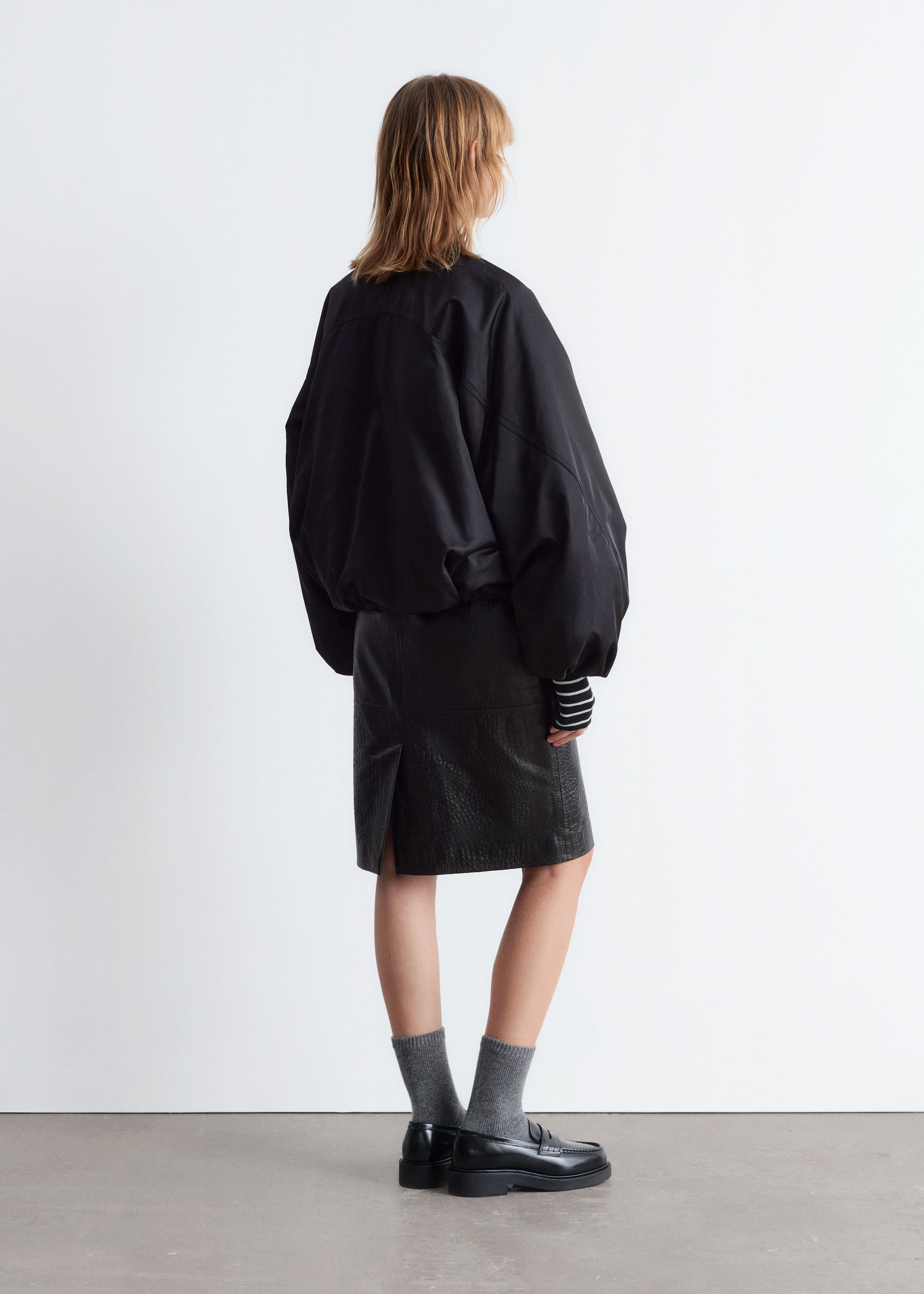 Image of Voluminous-Sleeve Bomber Jacket
