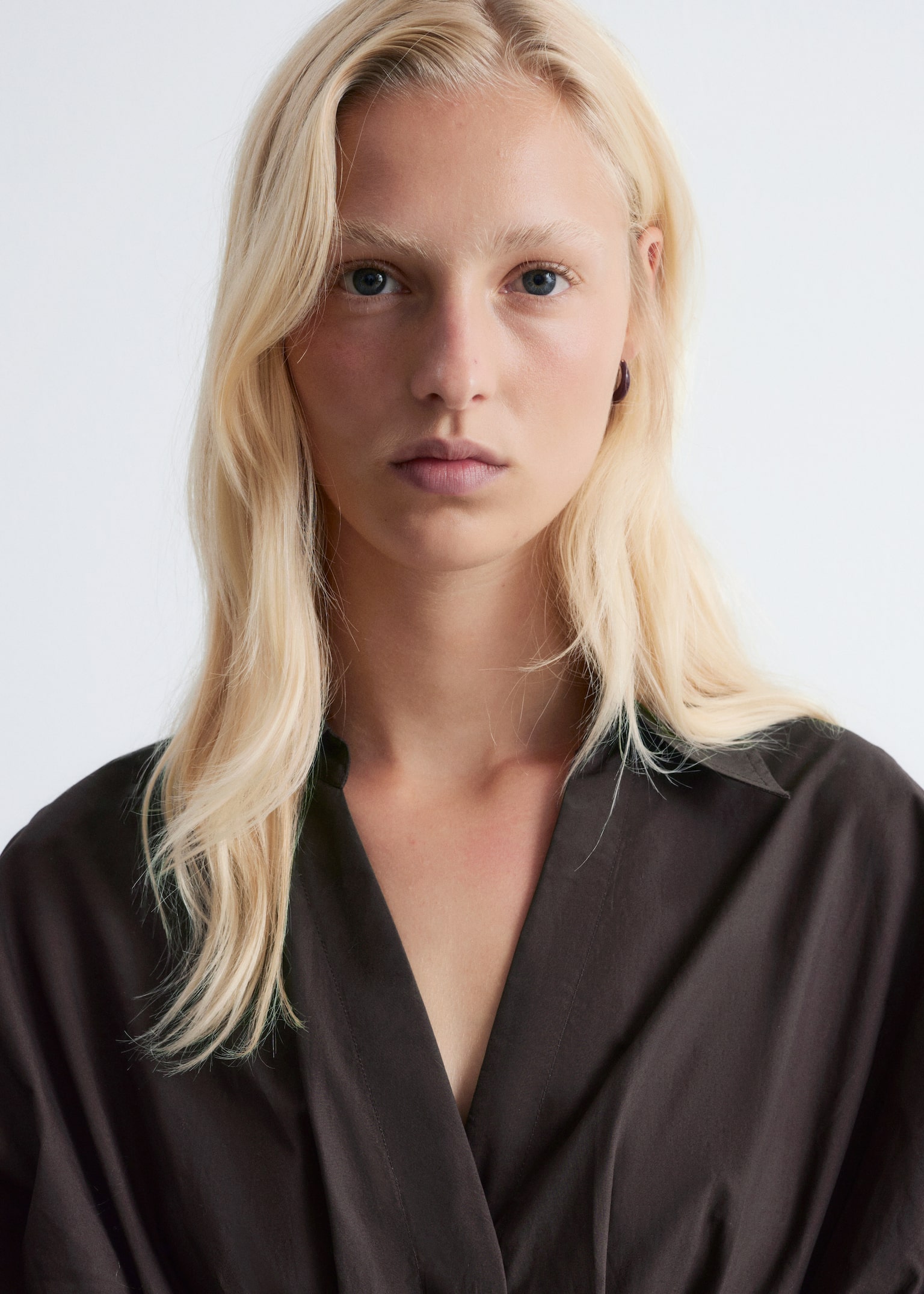 Fitted-Waist Cotton Shirt - Dark Brown - 5