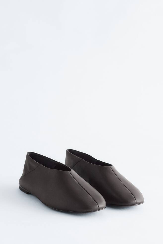 Ballerines en cuir-Marron foncé - 5