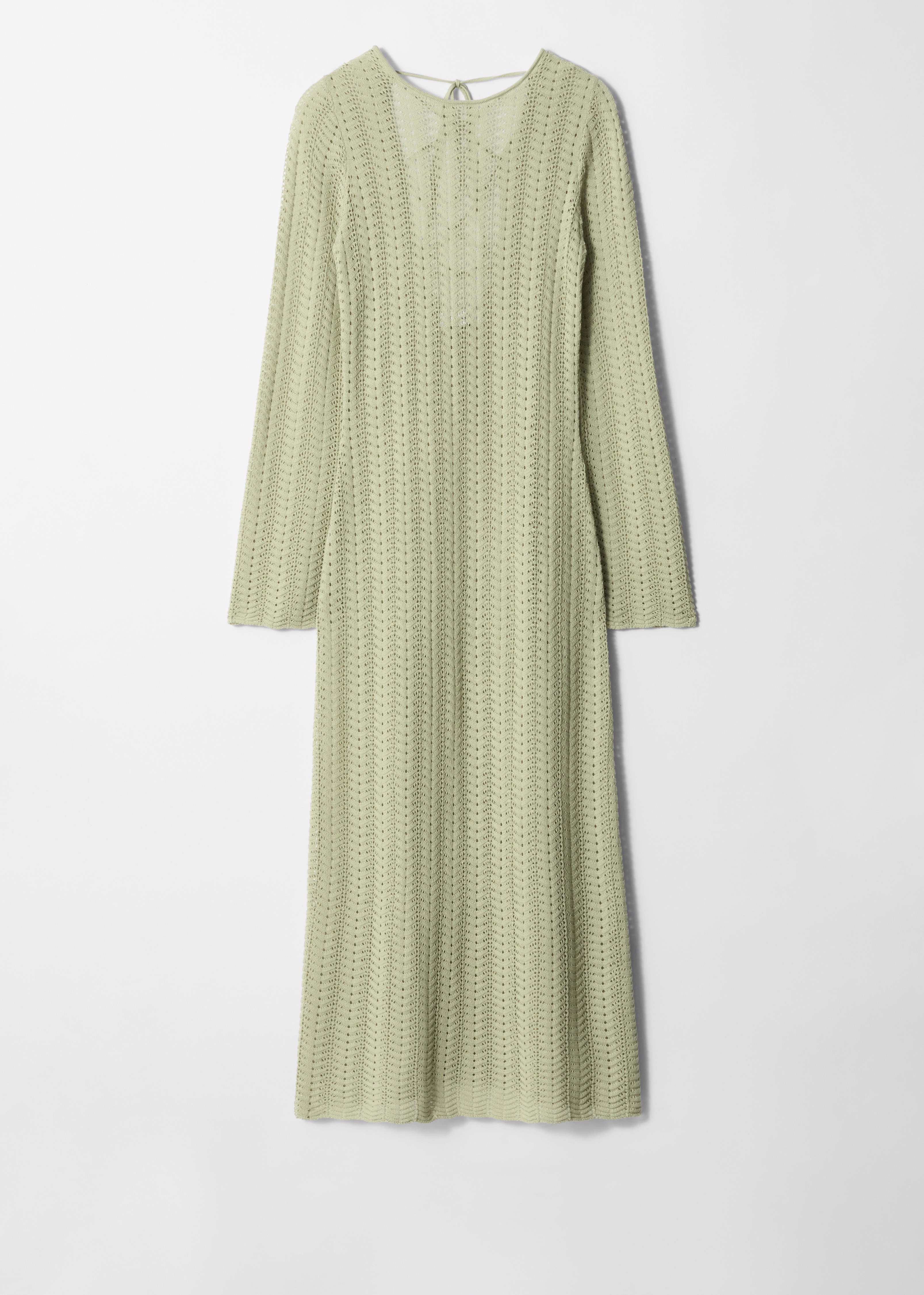 Midi šaty s pointelle pletením - Svetlozelená/Biela