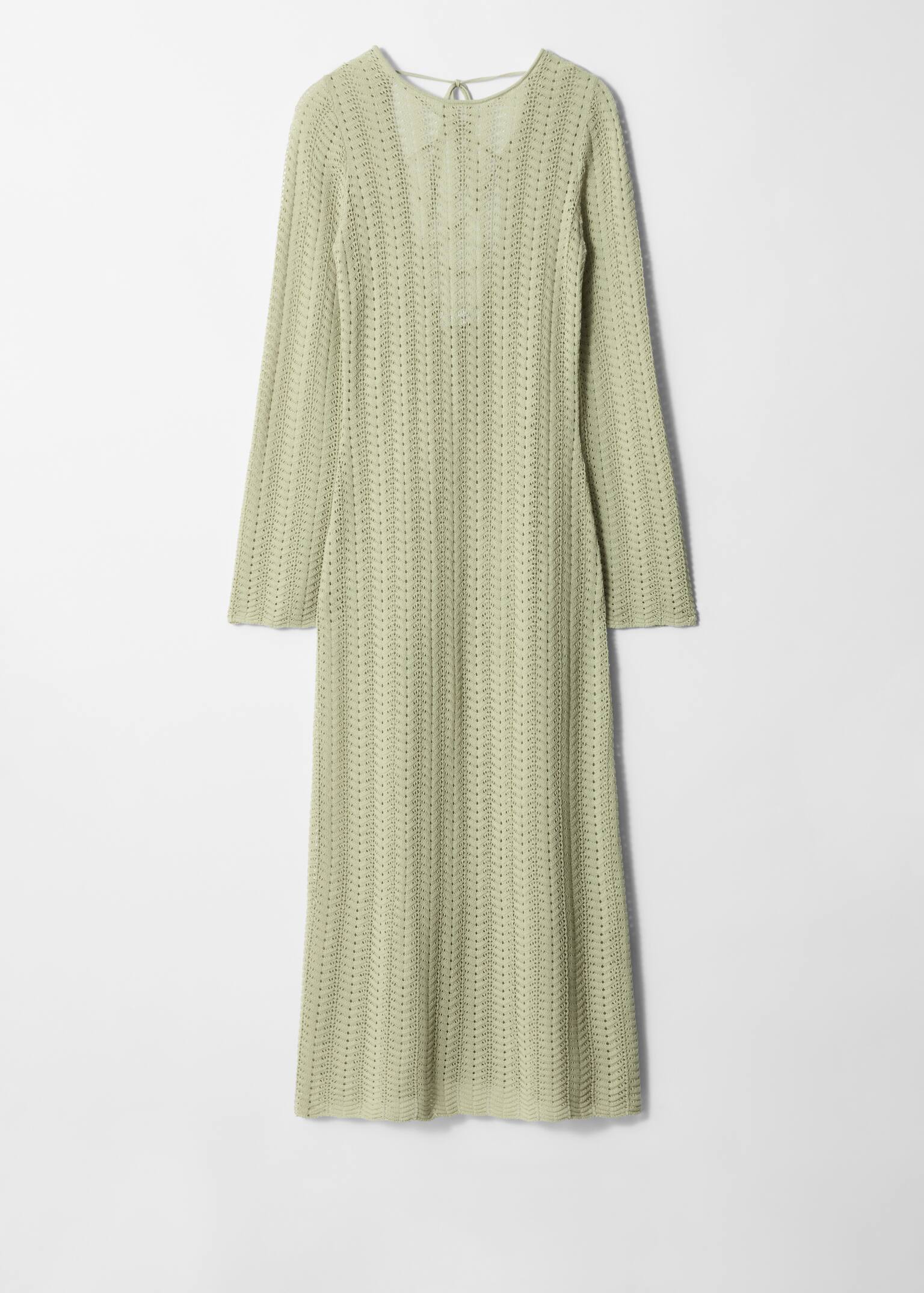 Robe midi en maille pointelle - Vert clair/Blanc - 2