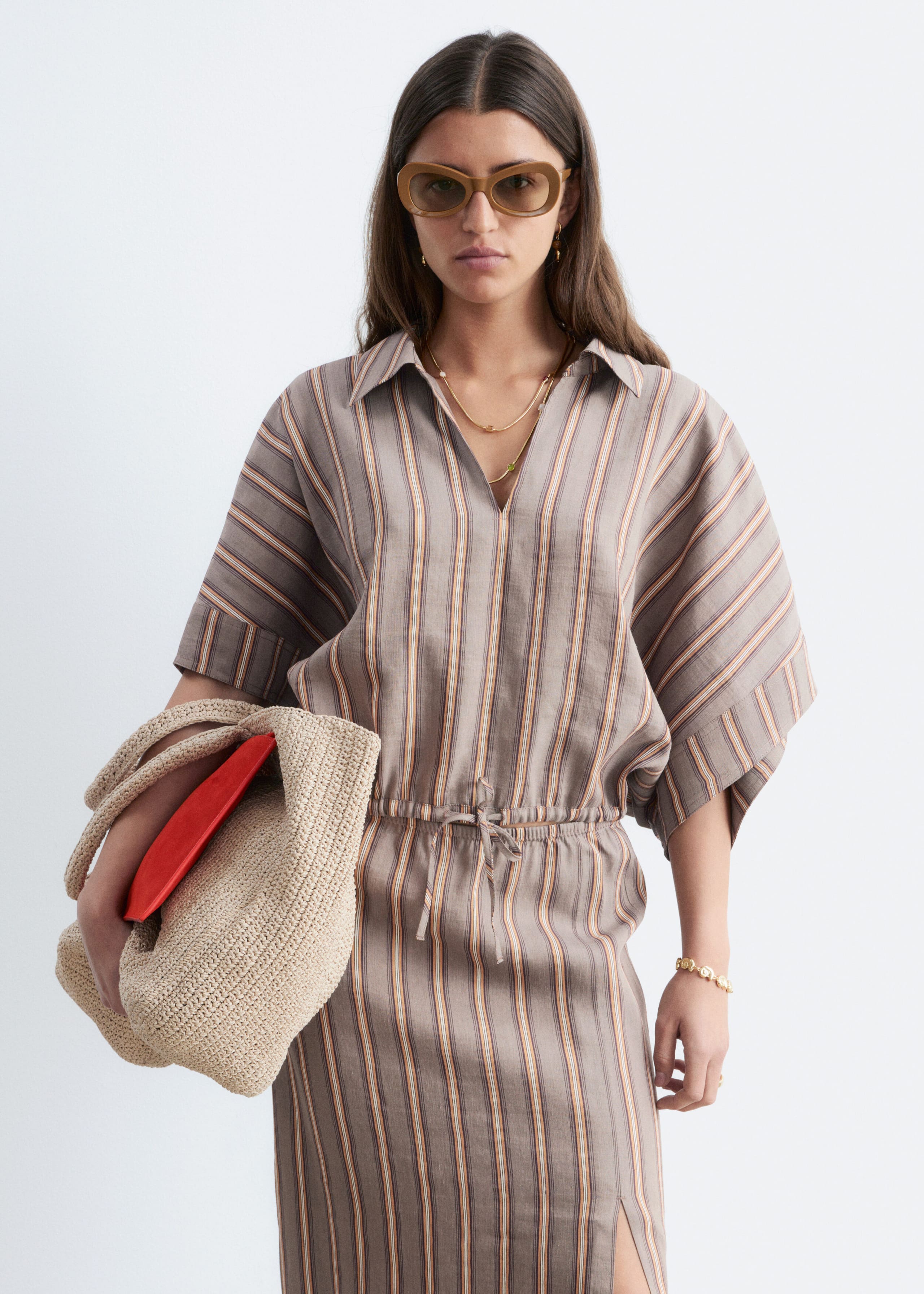 Haut court à cordon de serrage - Gris/Rayé - Lookbook