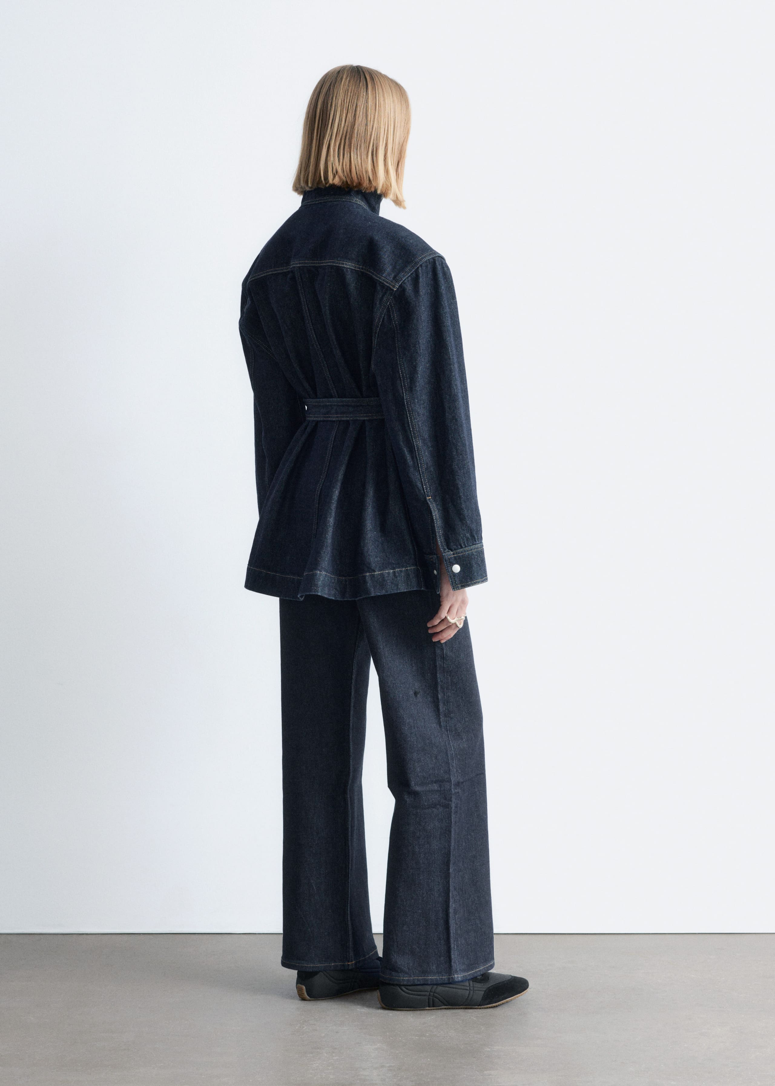 Image of Tie-Belt Denim Jacket