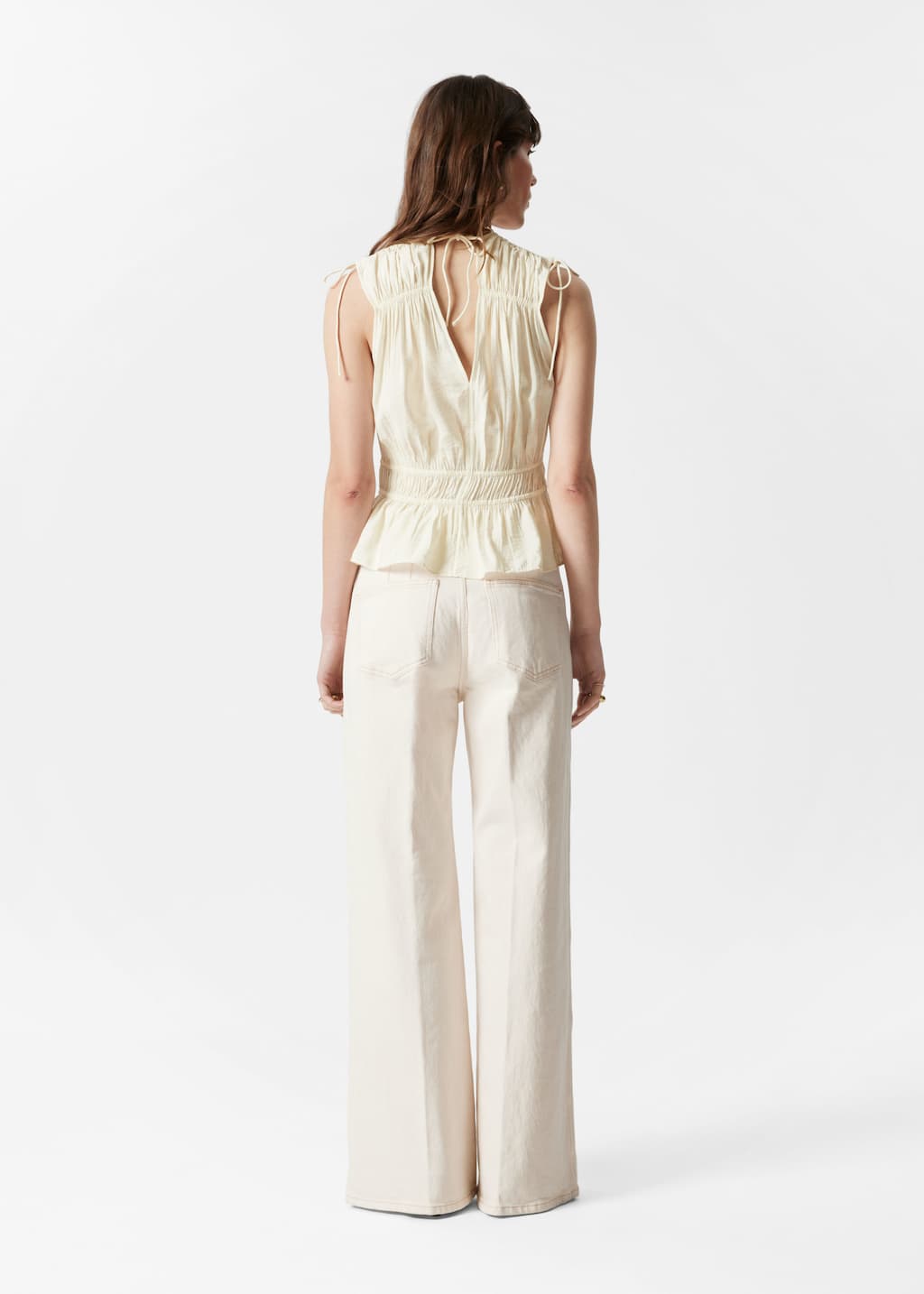 Gathered Top - White - Lookbook