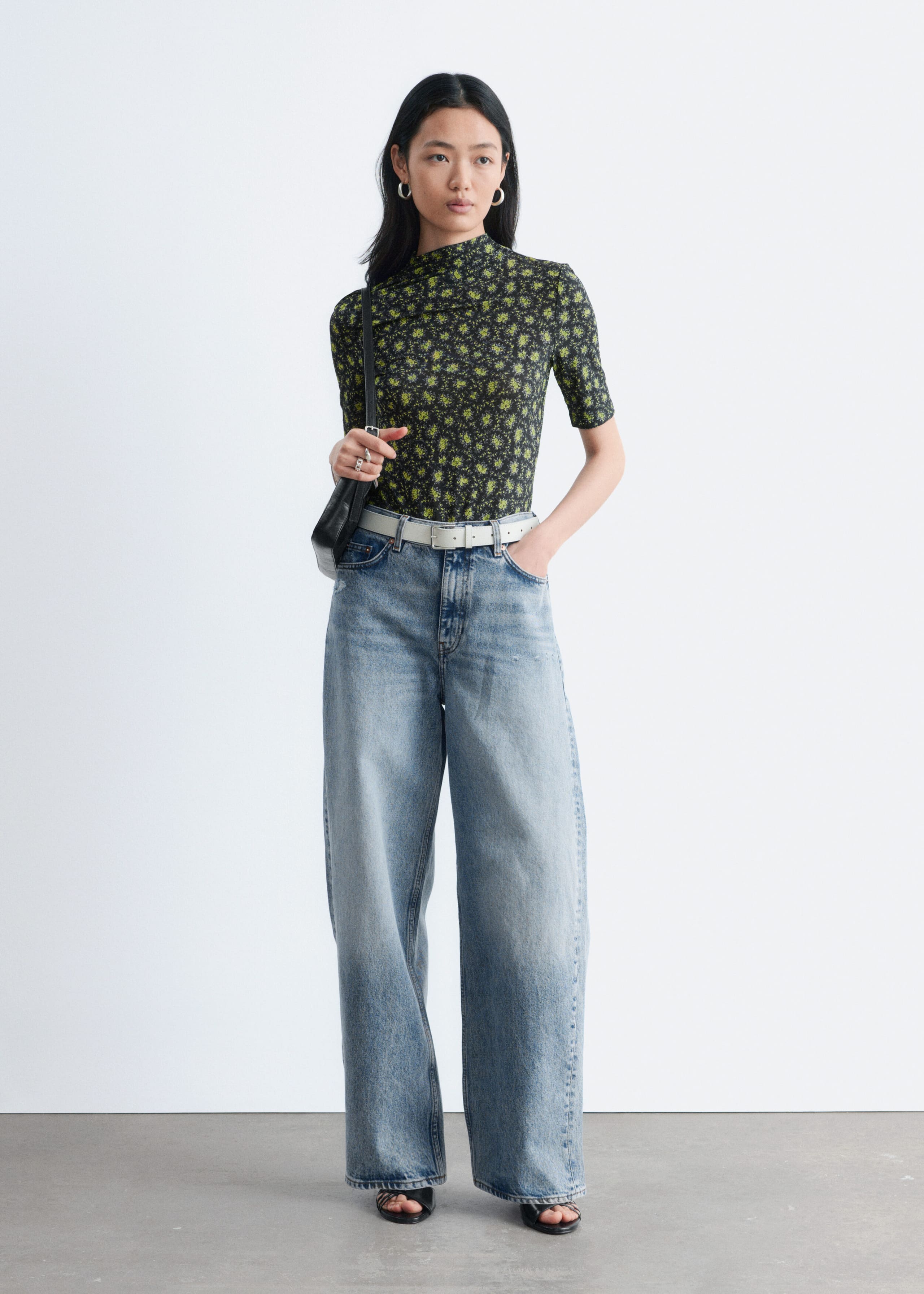 Image of Short-Sleeve Mock-Neck Top