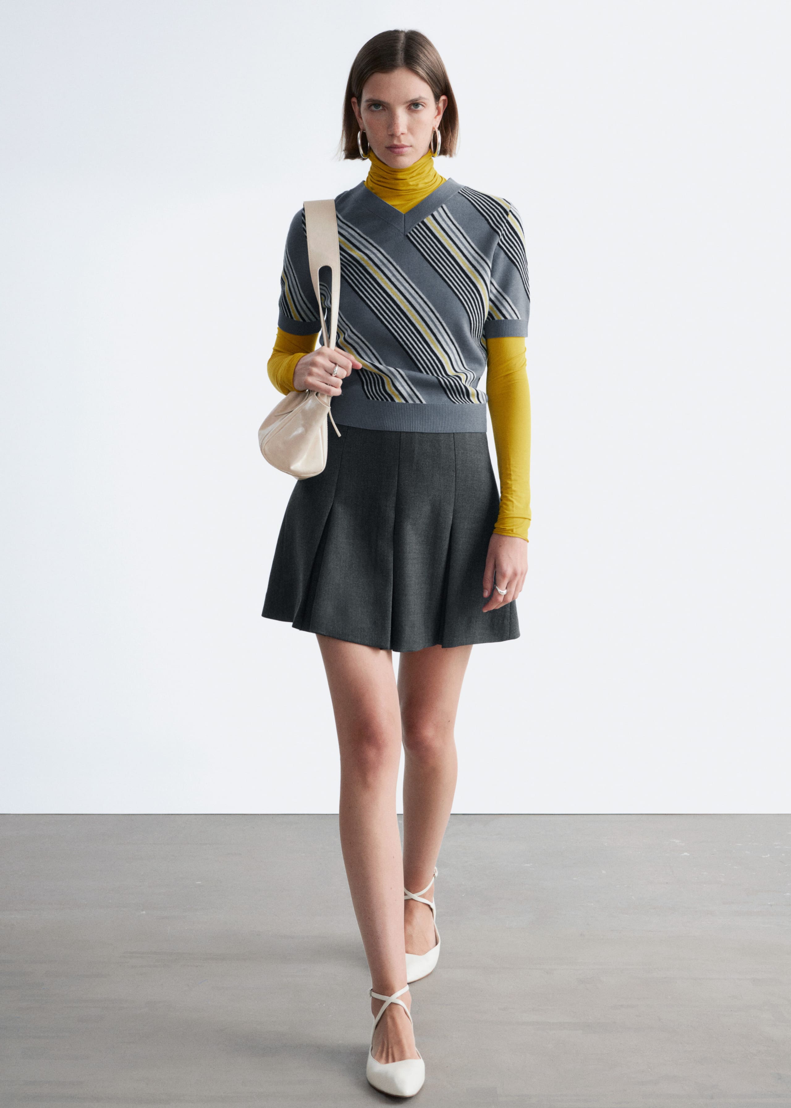 Image of Pleated Wool Mini Skirt