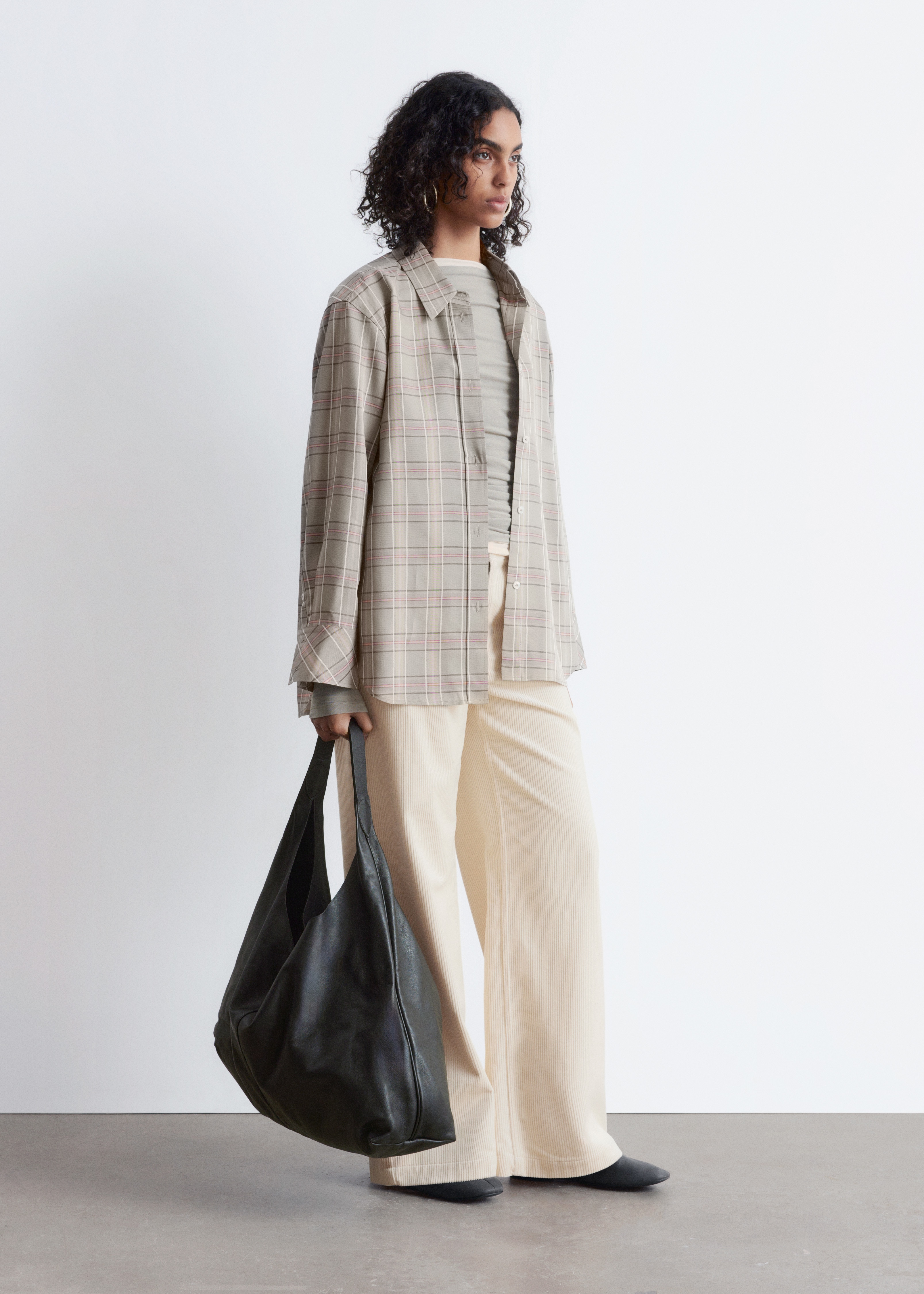 Oversized Checked Shirt - Mole/Checked