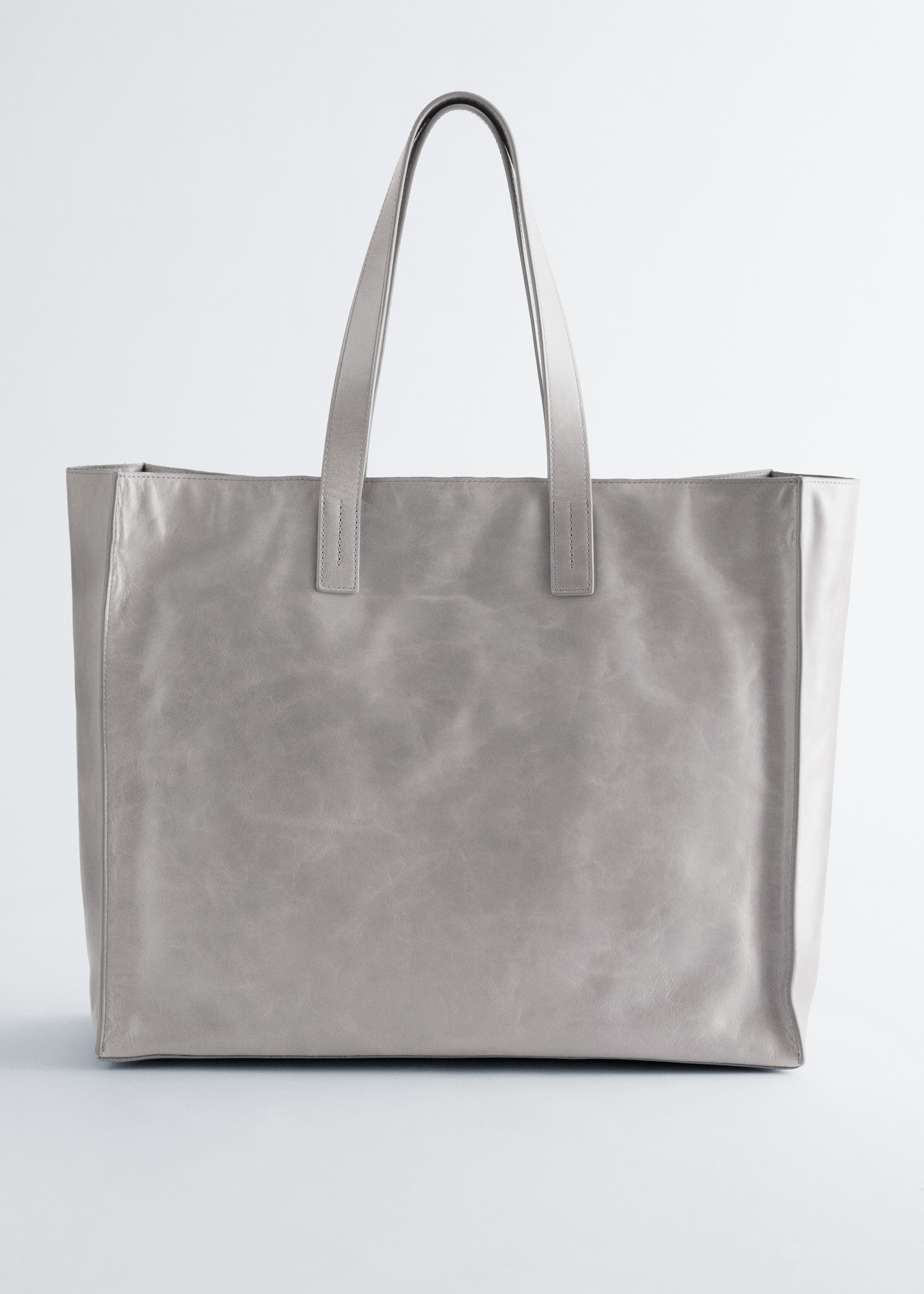 Leather Tote Bag - Grey/Matte Dark Brown/Patent Dark Brown/Khaki Green