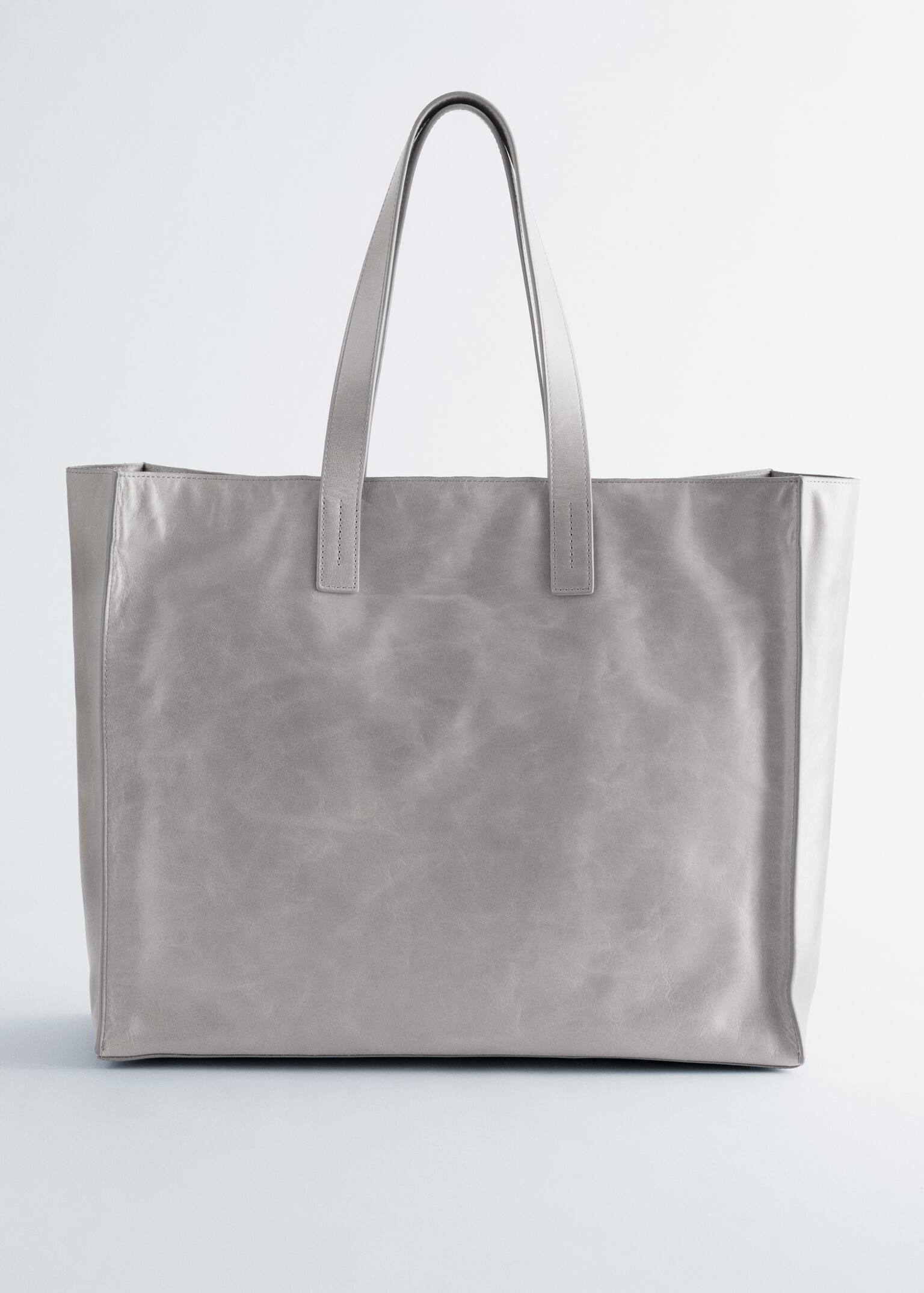 Borsa tote in pelle - Grigio/Marrone scuro opaco/Vernice marrone scuro/Verde kaki
