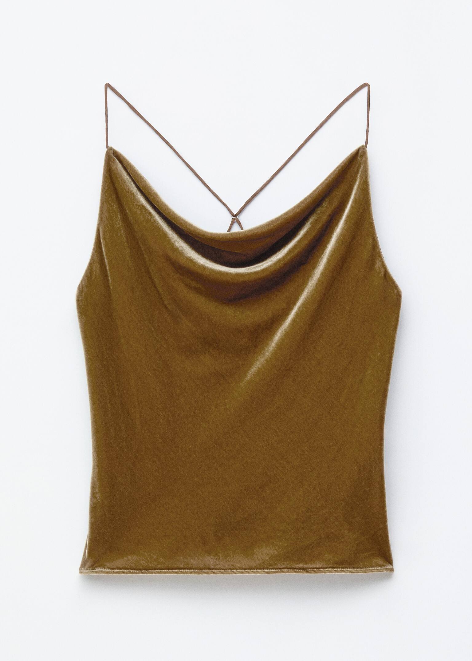 Top in velluto con spalline - Marrone kaki