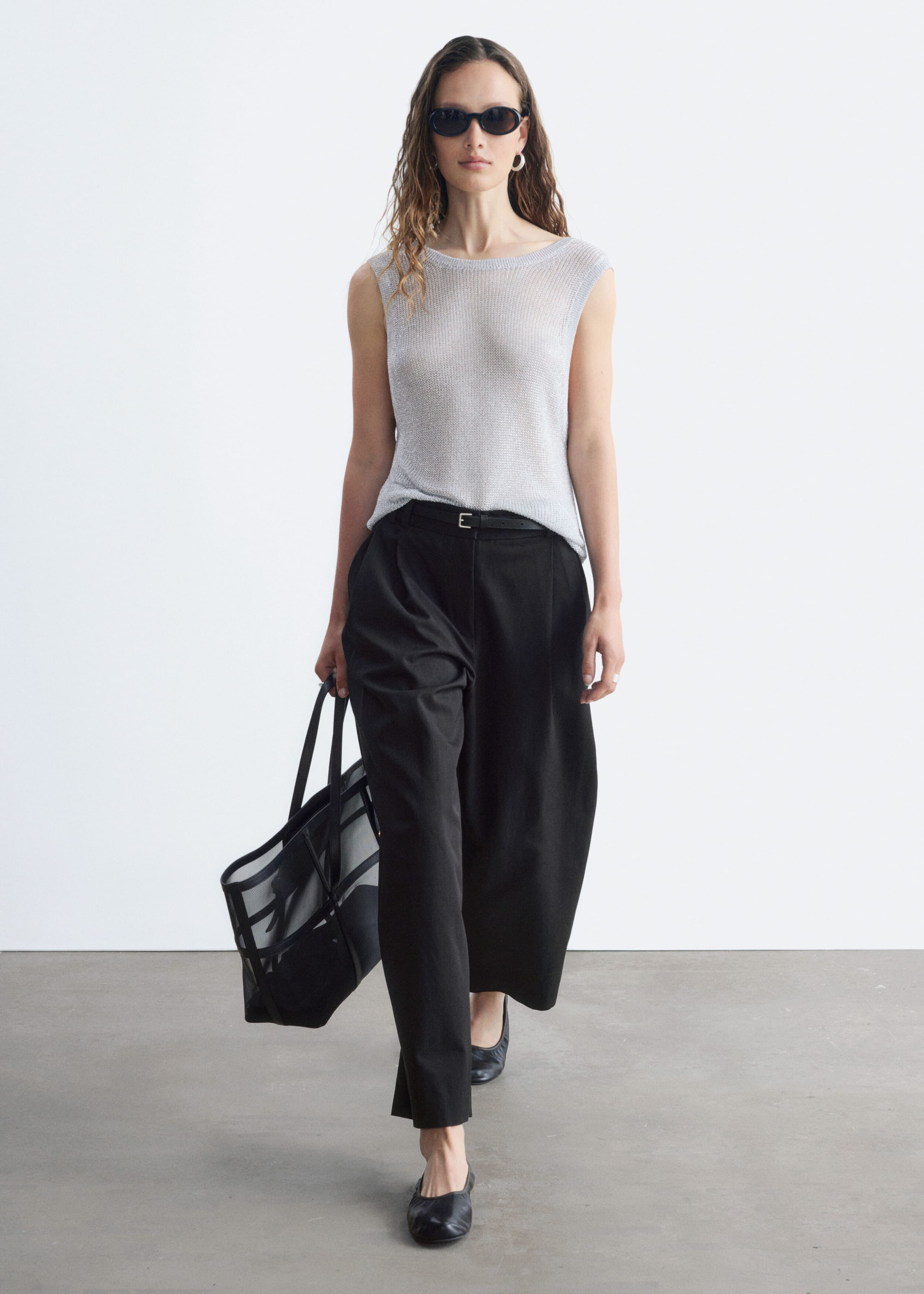 Barrel‑Leg Cropped Trousers - Off White - Lookbook