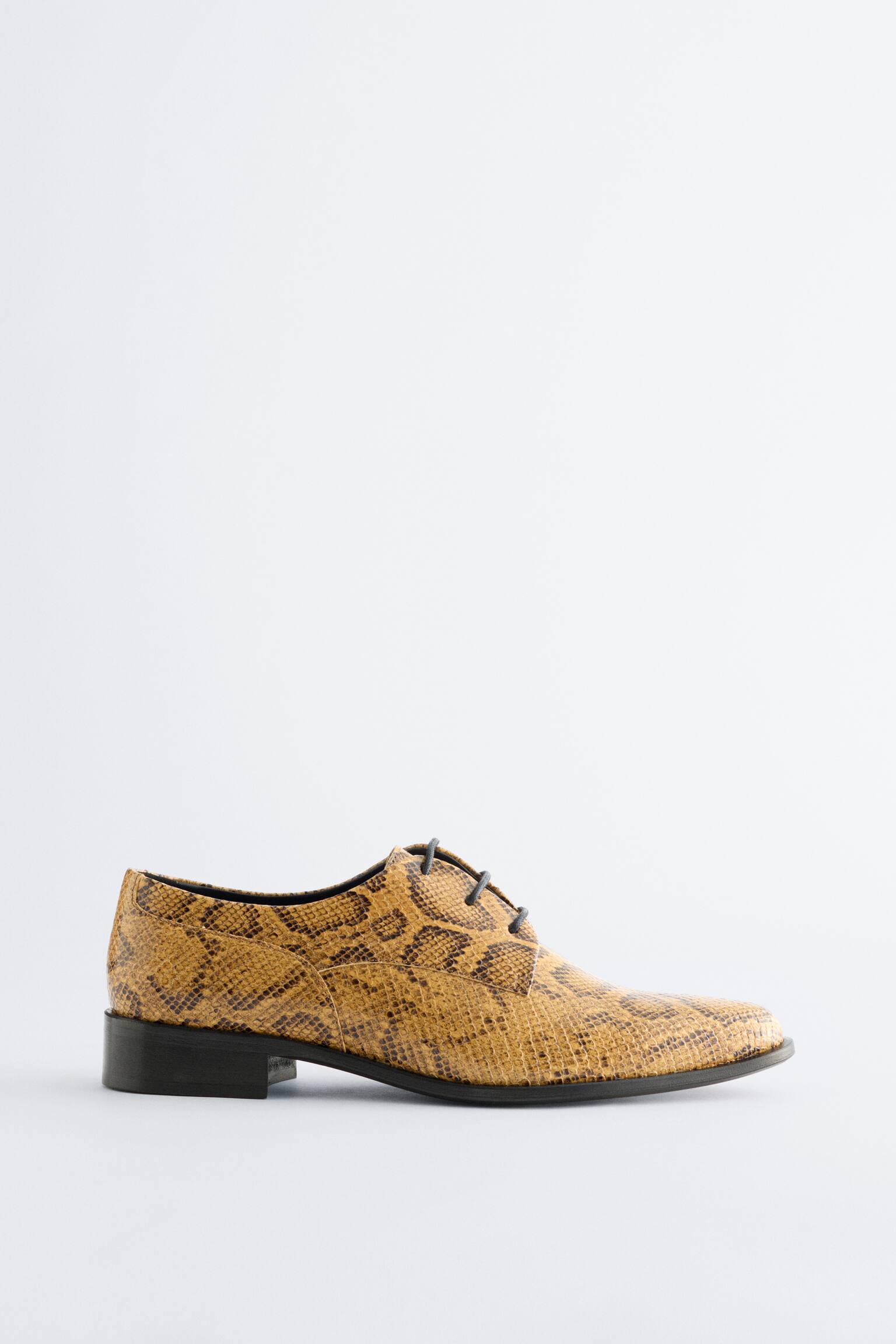 Leather Derby Shoes - Beige/Faux Snake/Black/Cream